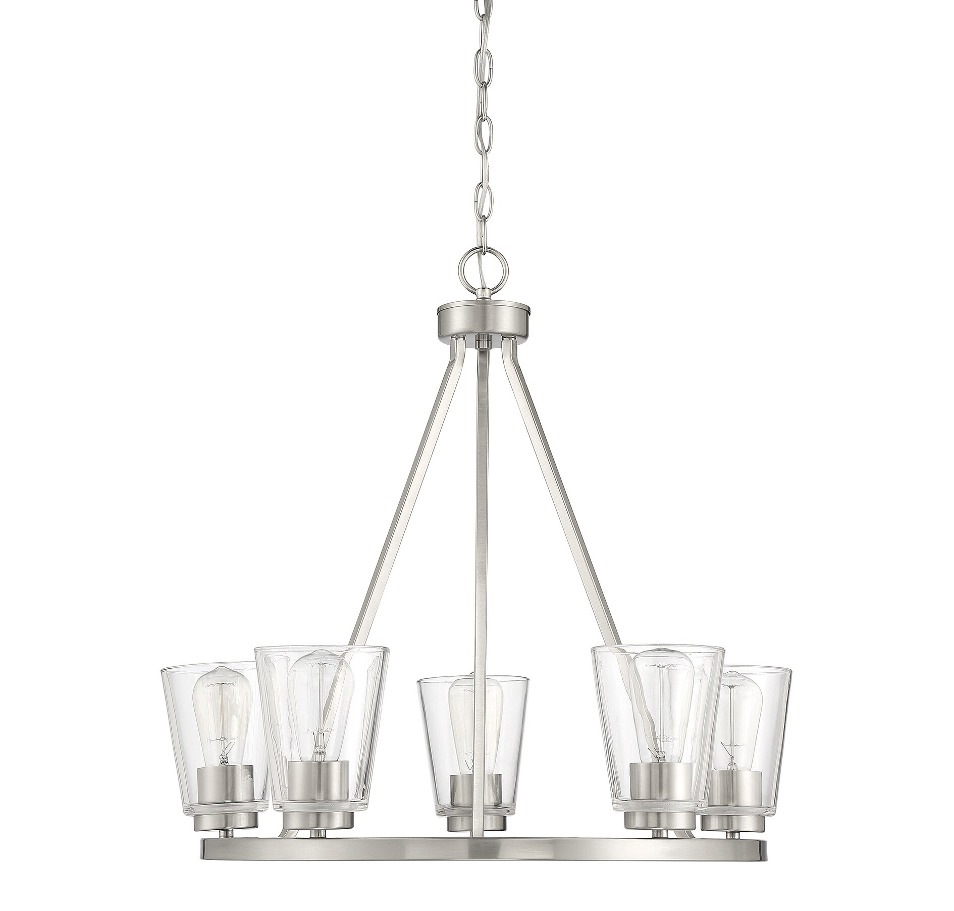 Calhoun Satin Nickel 5-Light Chandelier with Clear Glass Shades