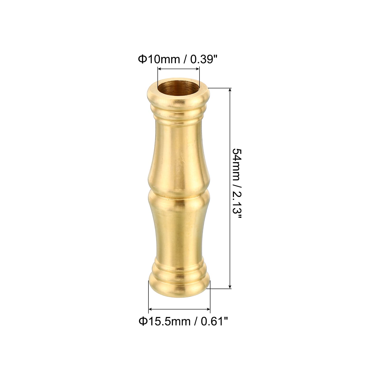 PATIKIL 15.5x54mm Solid Brass Lamp Neck 2pcs Threaded Turned Brass ...