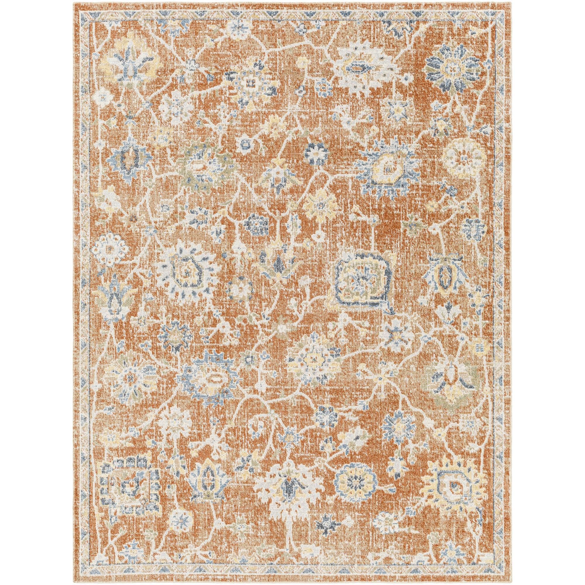 Livabliss LLL2326-679 Lillian 7 x 9 (ft) Polyester Dark Brown/Navy Rectangular Indoor Medallion Vintage Machine washable Area rug