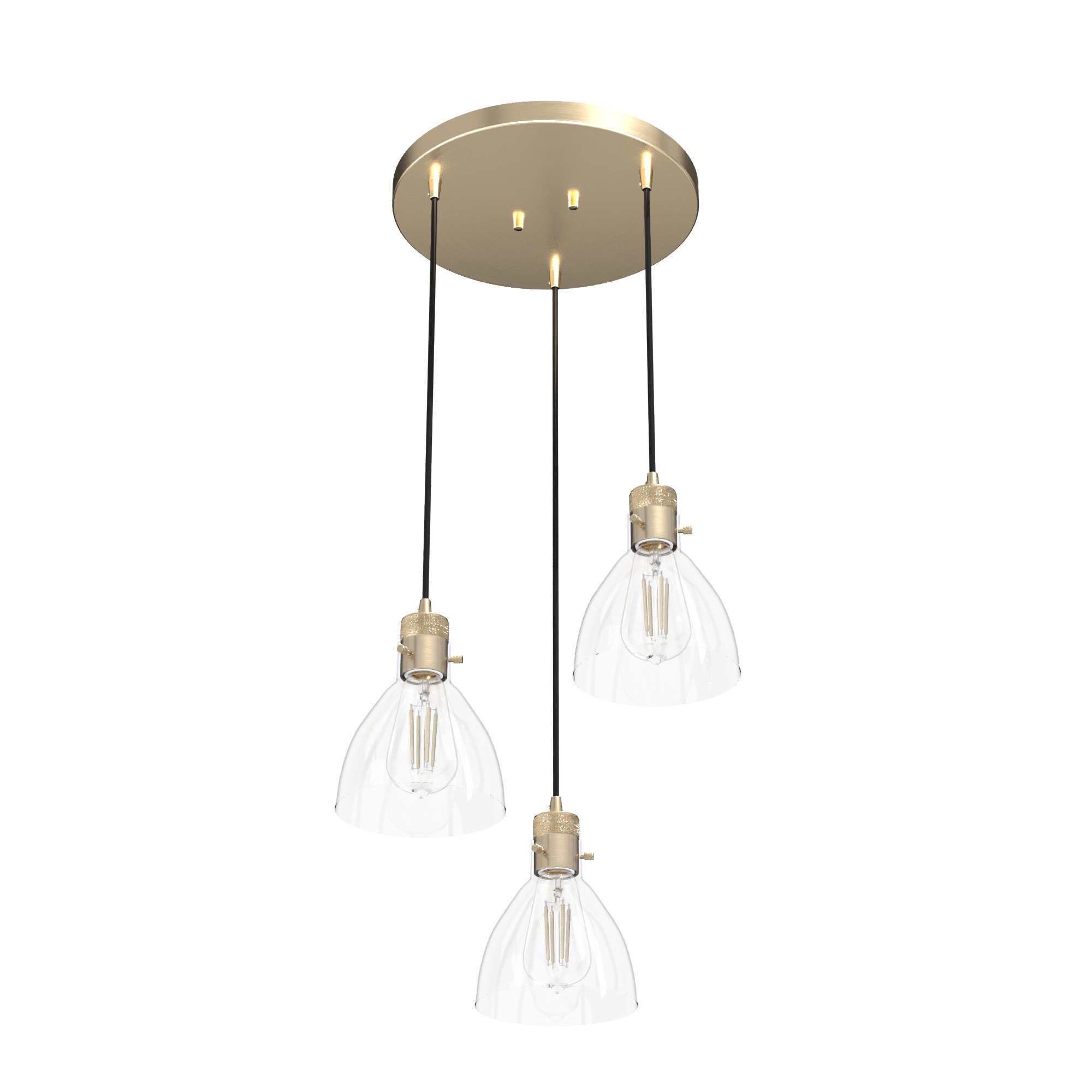 Van Nuys 3-Light Alturas Gold LED Glass Cluster Pendant
