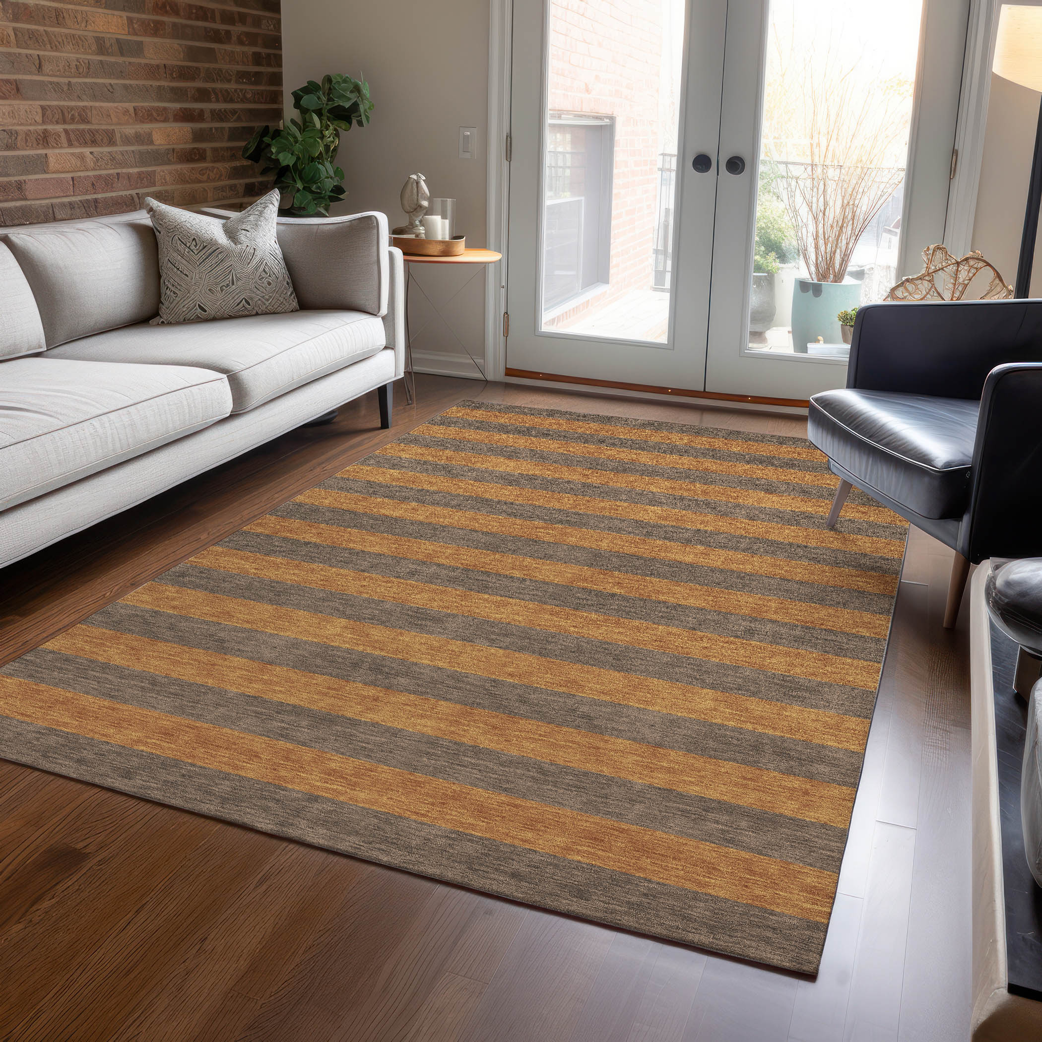 Addison Rugs ACN530FU3X5 Chantille ACN530FU 3 x 5 (ft) Polyester Fudge Rectangular Indoor/Outdoor Stripe Machine washable Area rug