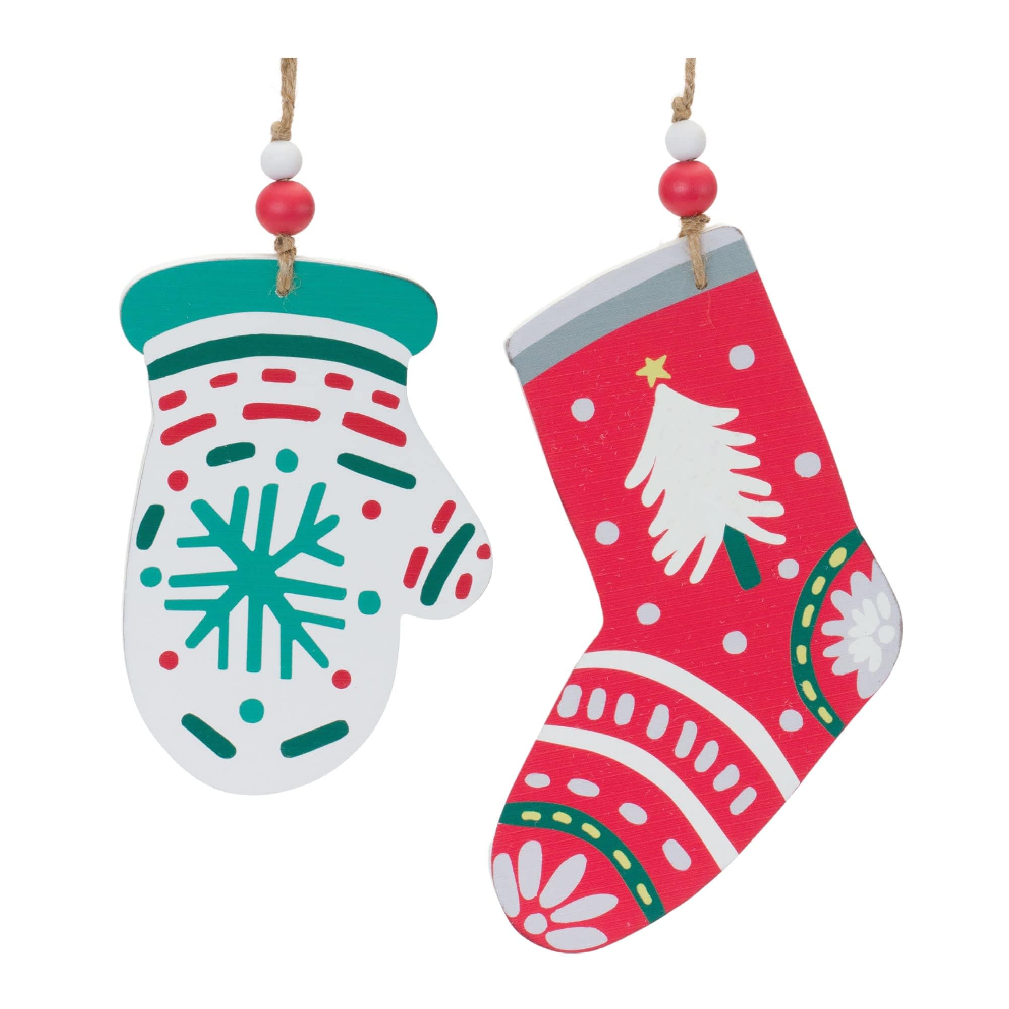 Melrose International 86660DS Mitten and Stocking Ornament (2 Asst) 7H 8H MDF