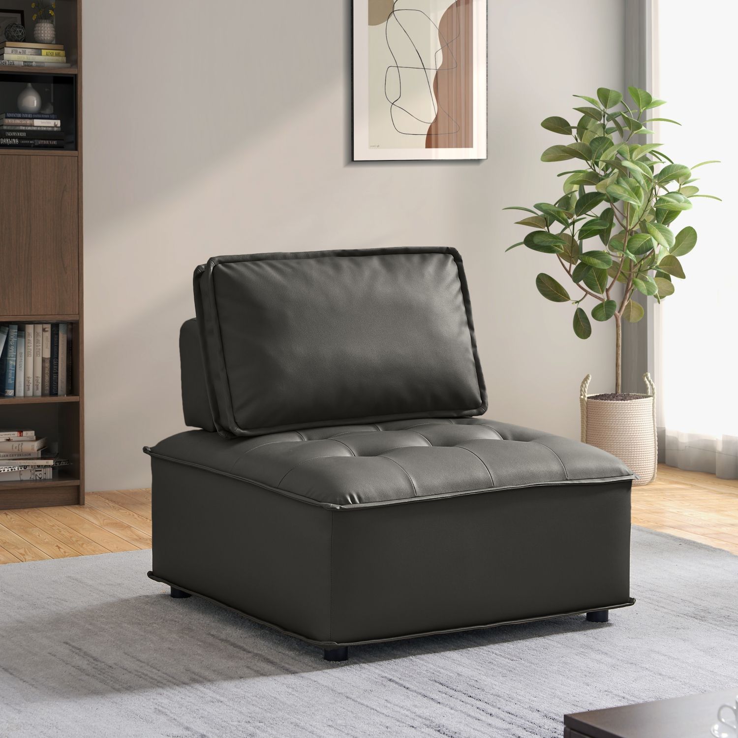 JASMODER W113765587 33.9-in Modern Grey Polyester/Blend Sofa
