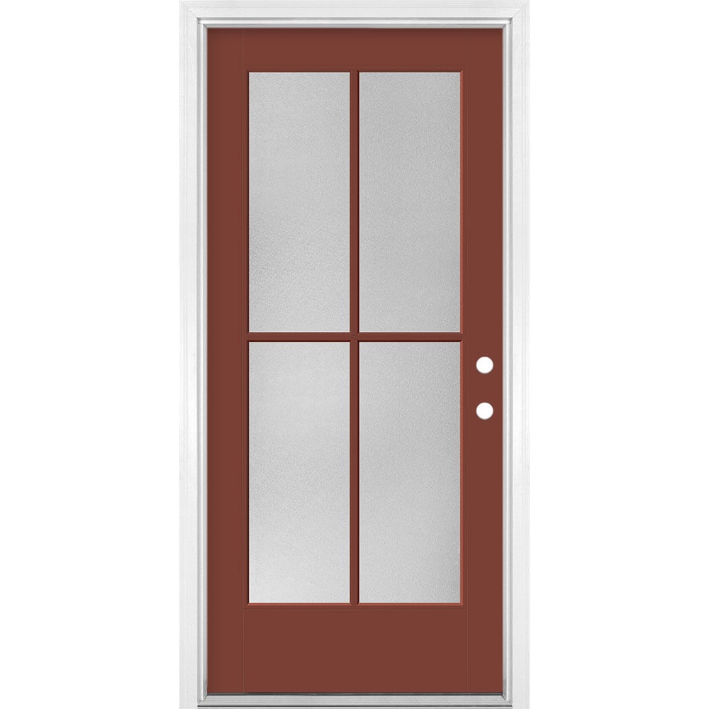Masonite 1524211 36-in x 80-in x 4-9/16-in Fiberglass Full lite Left-hand inswing Fox Tail Painted Prehung Front Door with Brickmould Insulating core