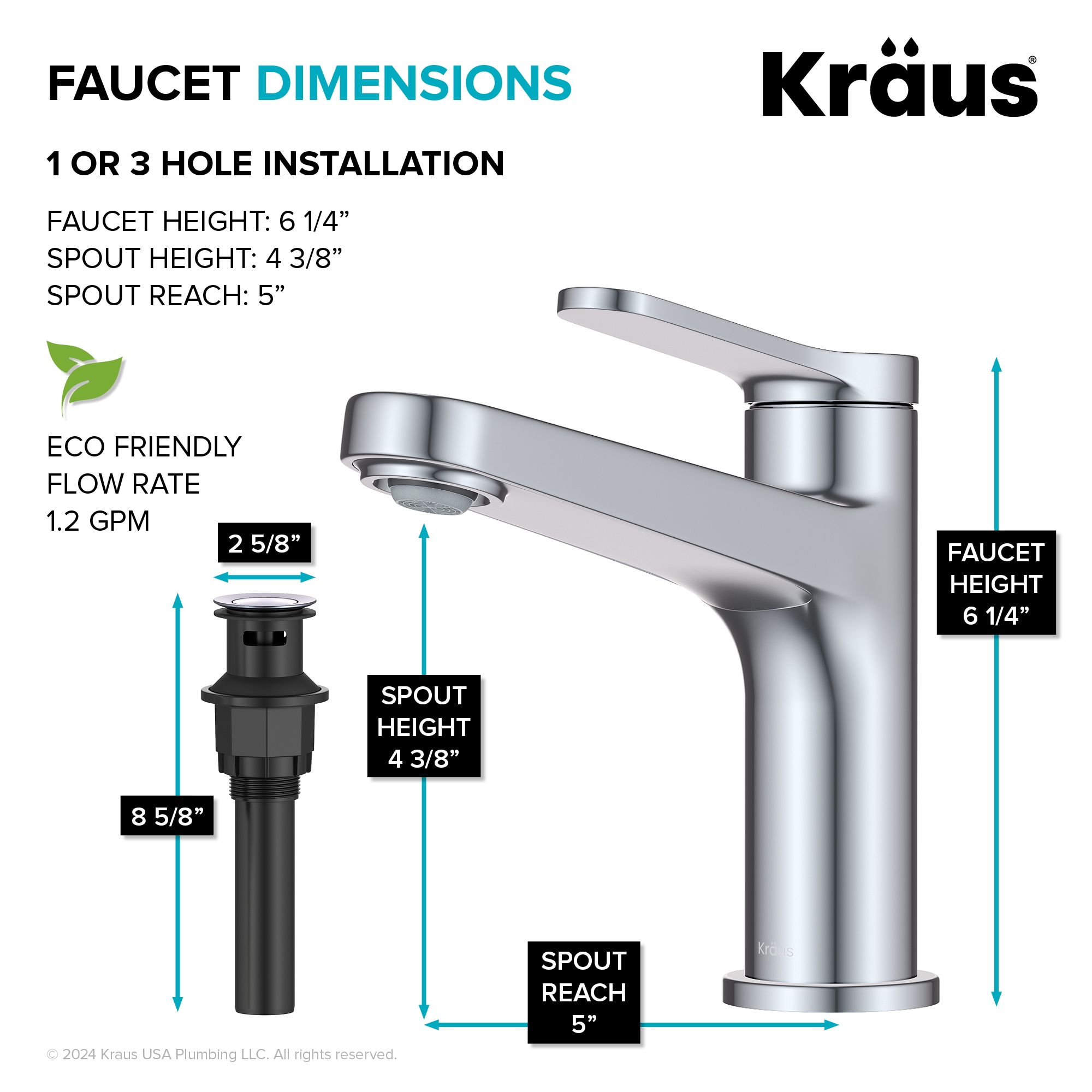 Indy Chrome Single Handle Bathroom Faucet with Pop Up Drain