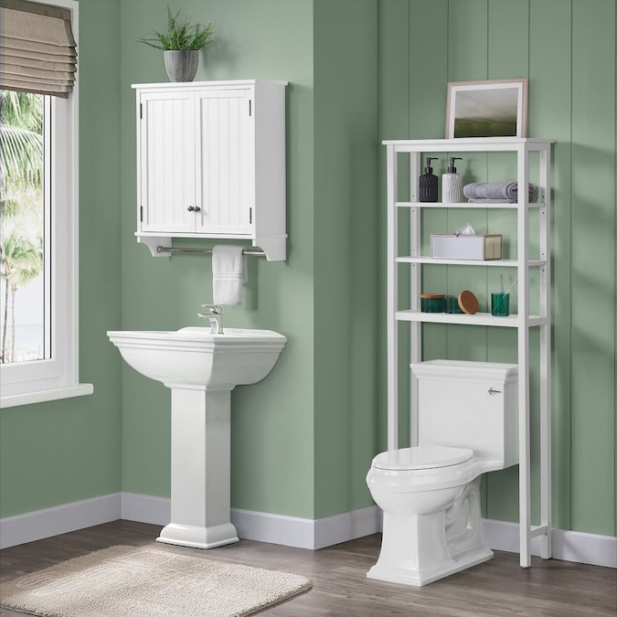 Alaterre Furniture Dover Over Toilet Organizer with Open Shelving, Wall Mounted Bathroom Storage