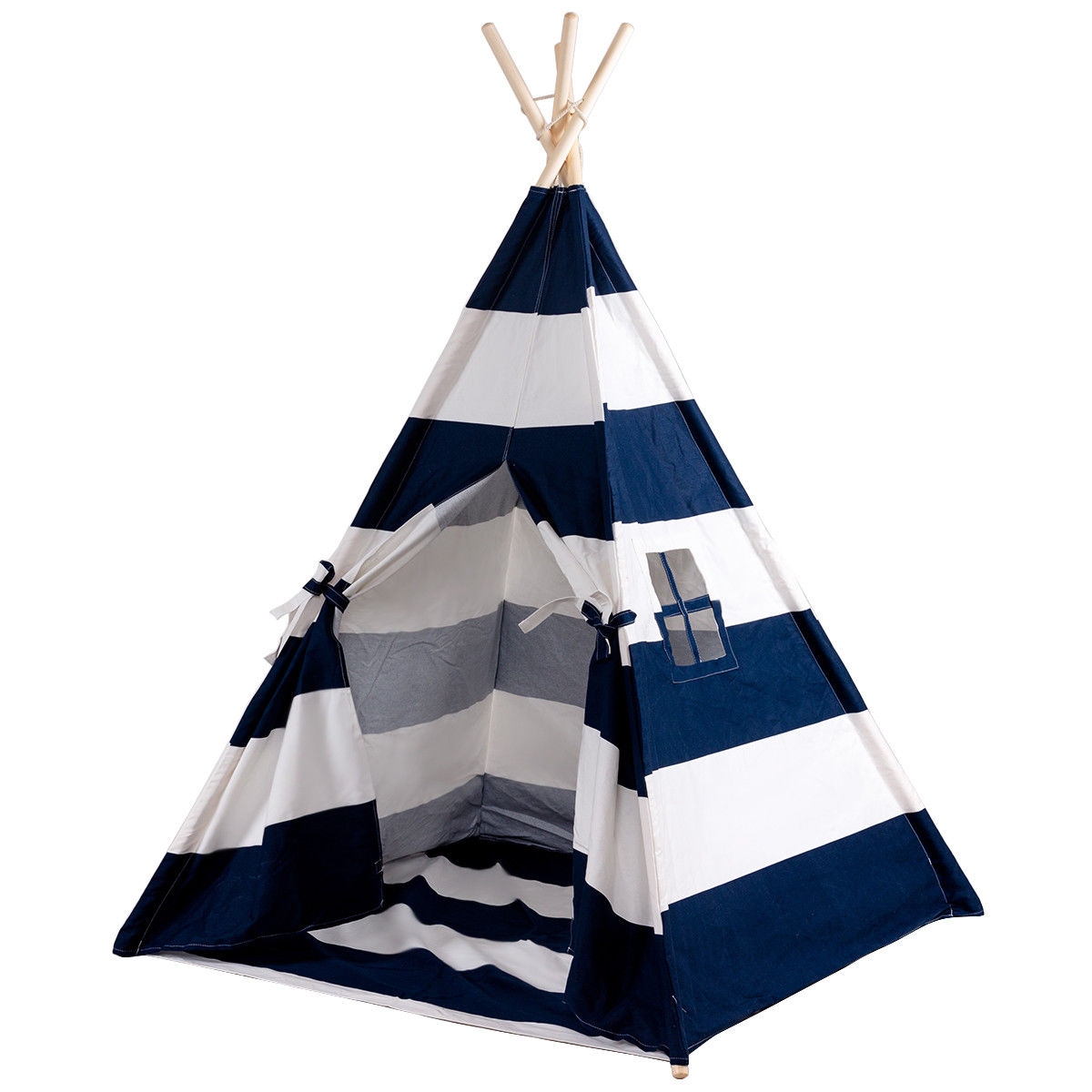 Costway Blue and White Kids Play Tent with Flap Door and Easy ...