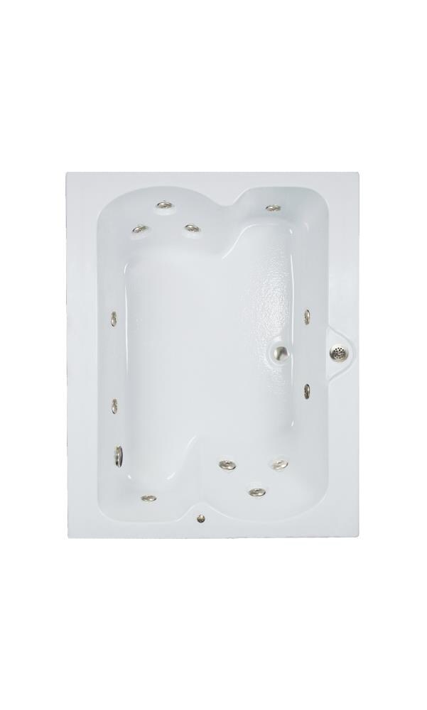 WaterTECH 6048 ELITE WHITE Designer 48-in x 60-in White Acrylic Rectangular Drop-in Whirlpool tub Drain ( Reversible Drain )