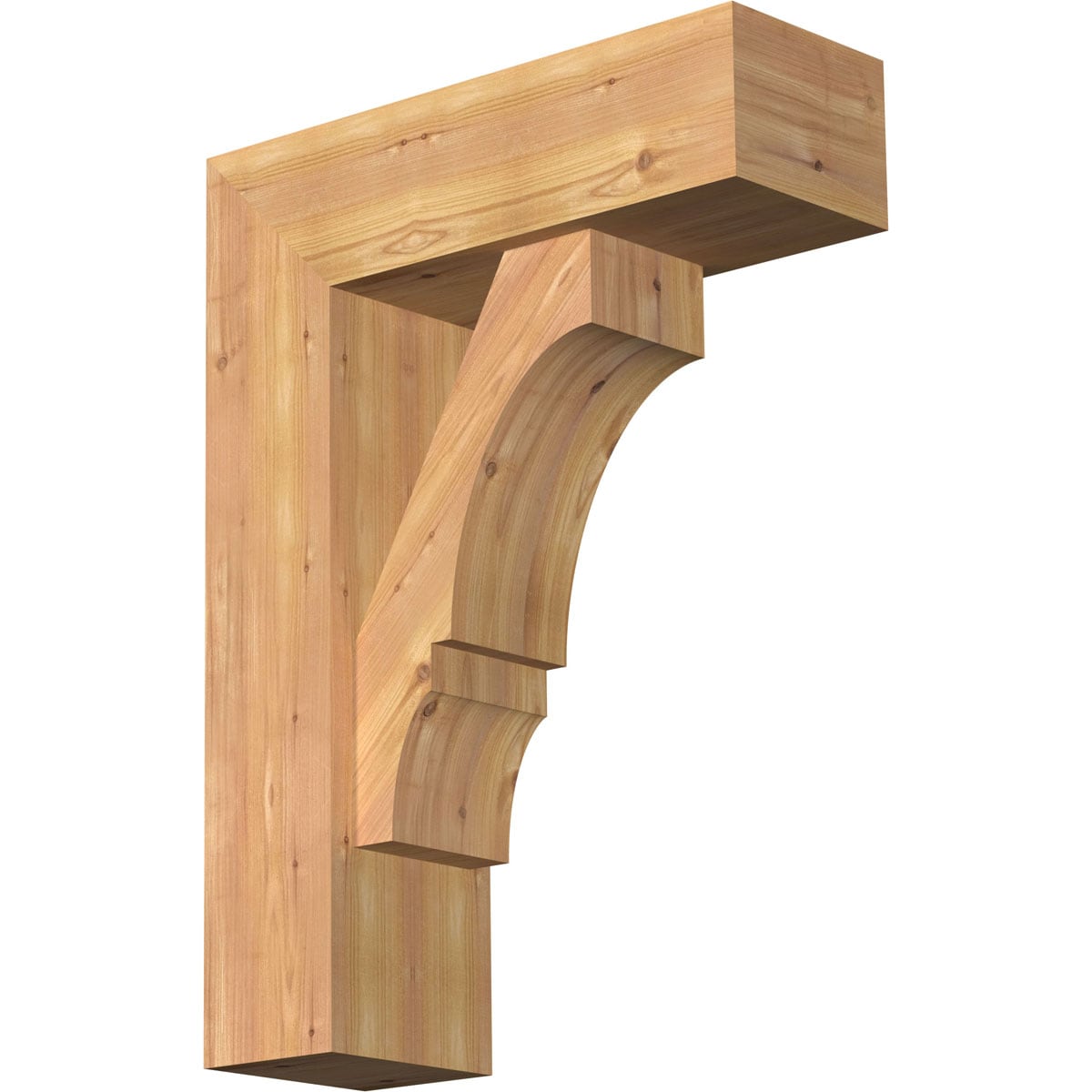 Ekena Millwork 1461972 Balboa Block Smooth Bracket with Offset Brace Western Red Cedar Wood Standard Bracket