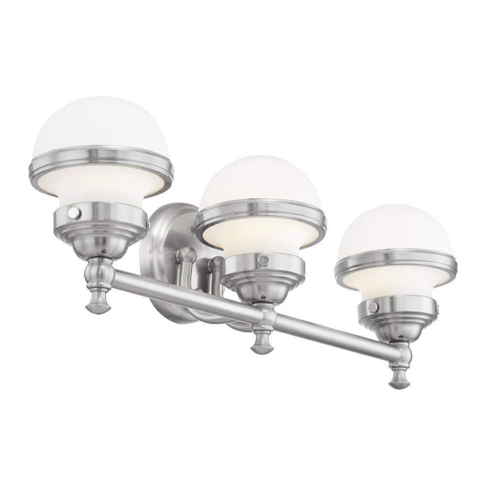 Sleek Brushed Nickel 3-Light Vanity with Satin Opal White Glass