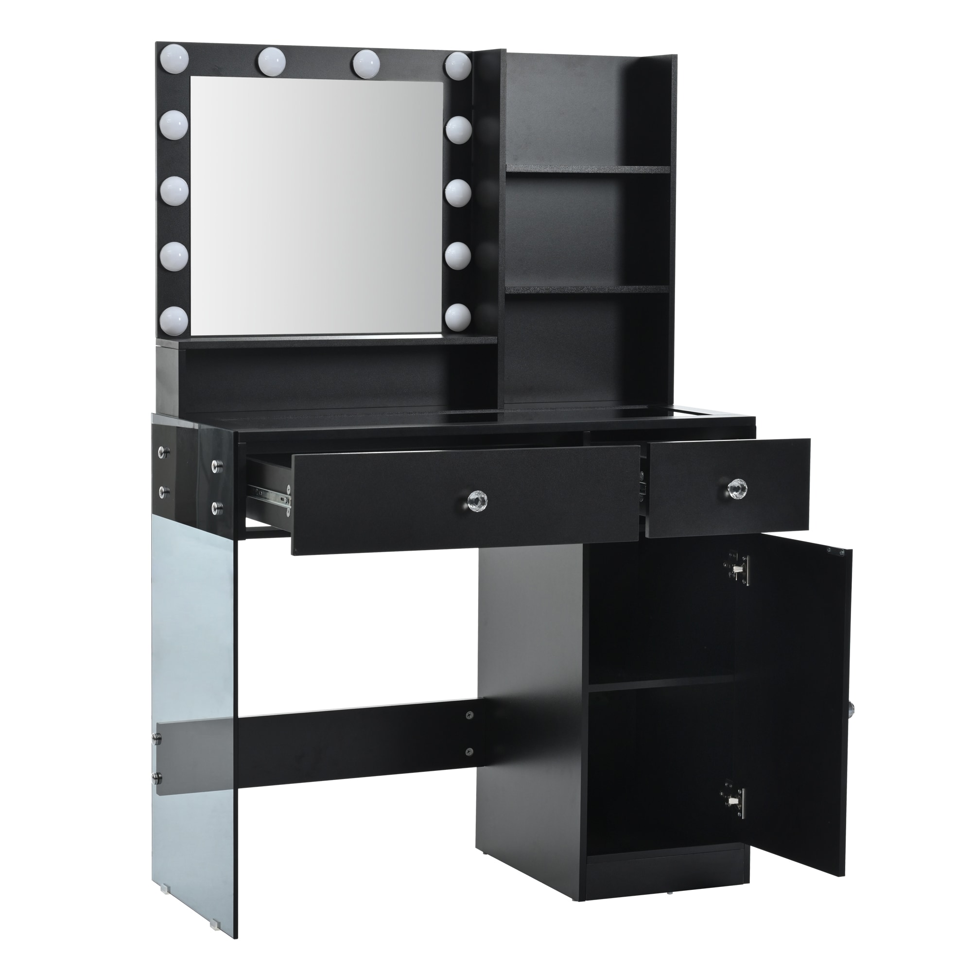 SINOFURN SYD250007WT 35.4-in Black Makeup Vanity