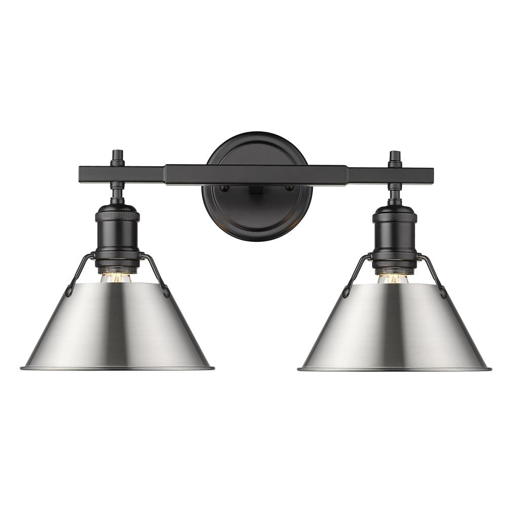 Golden Lighting 3306-BA2 BLK-PW Orwell 18.25-in 2 -Light Matte Black Industrial Vanity light
