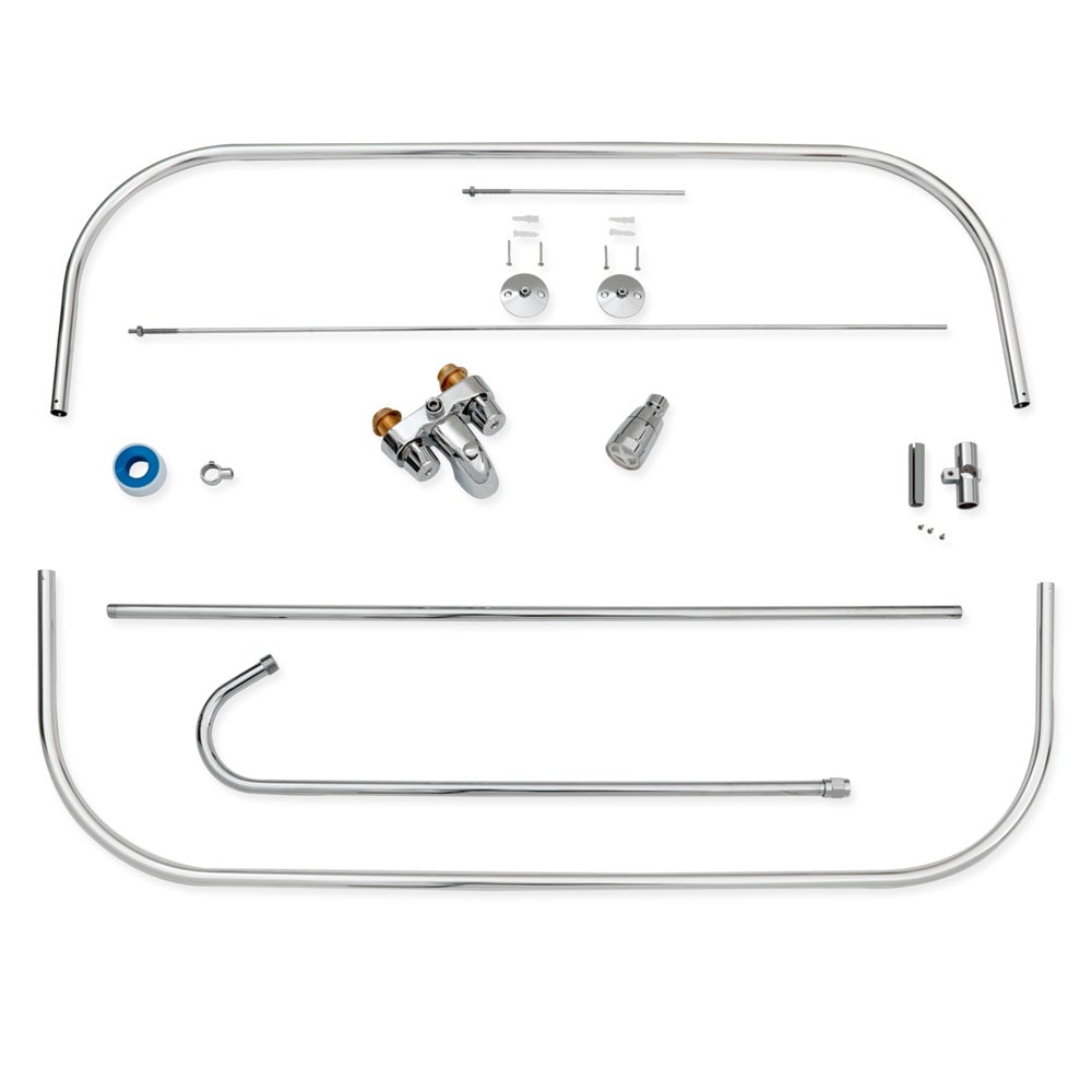 Chrome Freestanding Bathtub Shower Kit with Curtain Rod