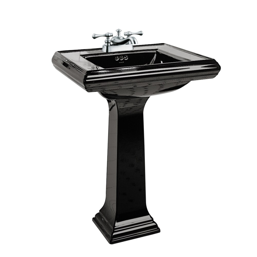 KOHLER 2258-8-58 Memoirs Fireclay Traditional Thunder Grey Pedestal Sink Combo ( 27-in x 22.0000-in x 35.0000-in )