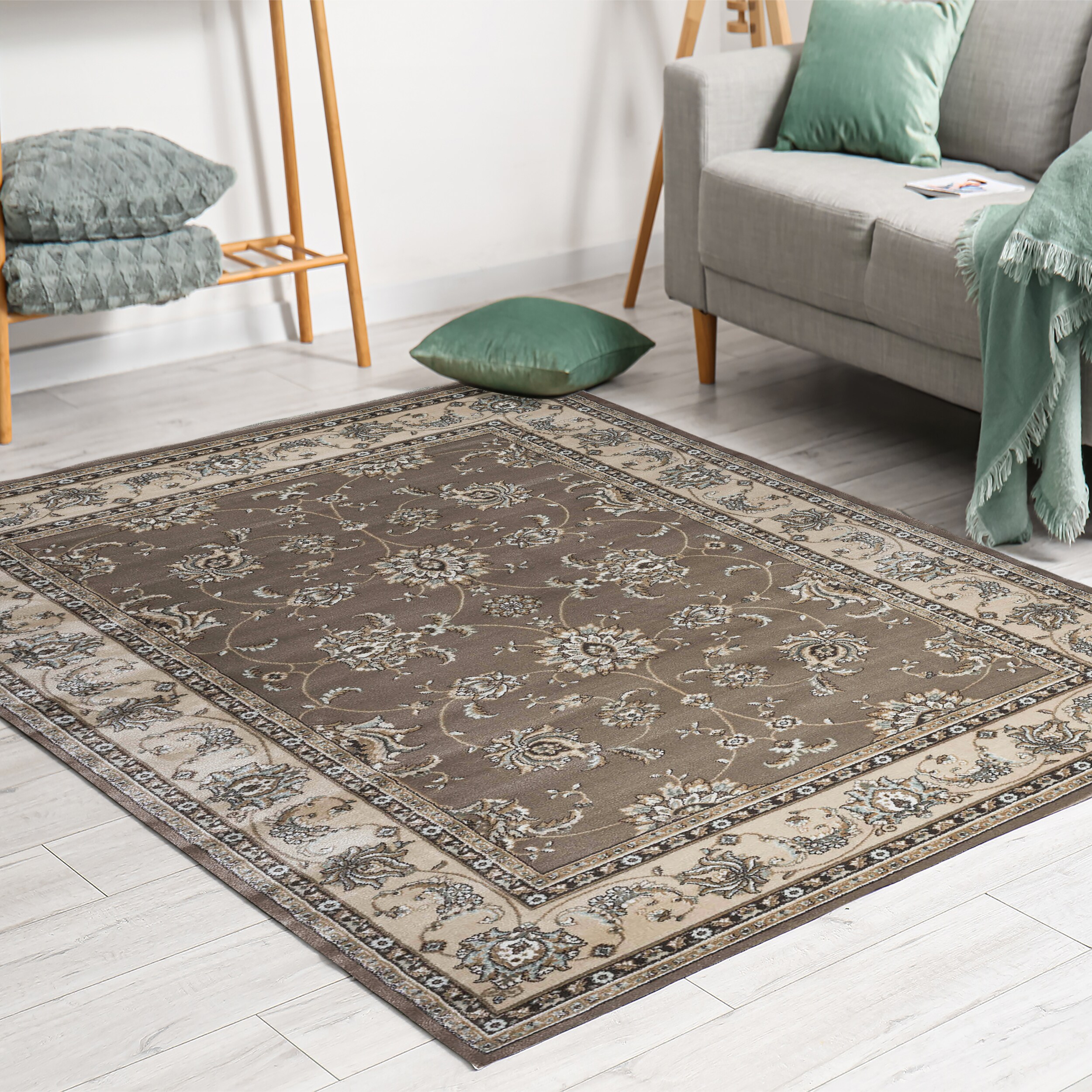 Radici USA 1780/0011/BROWN Pisa 5 x 8 (ft) Polypropylene Brown Rectangular Indoor Floral/Botanical Oriental Area rug