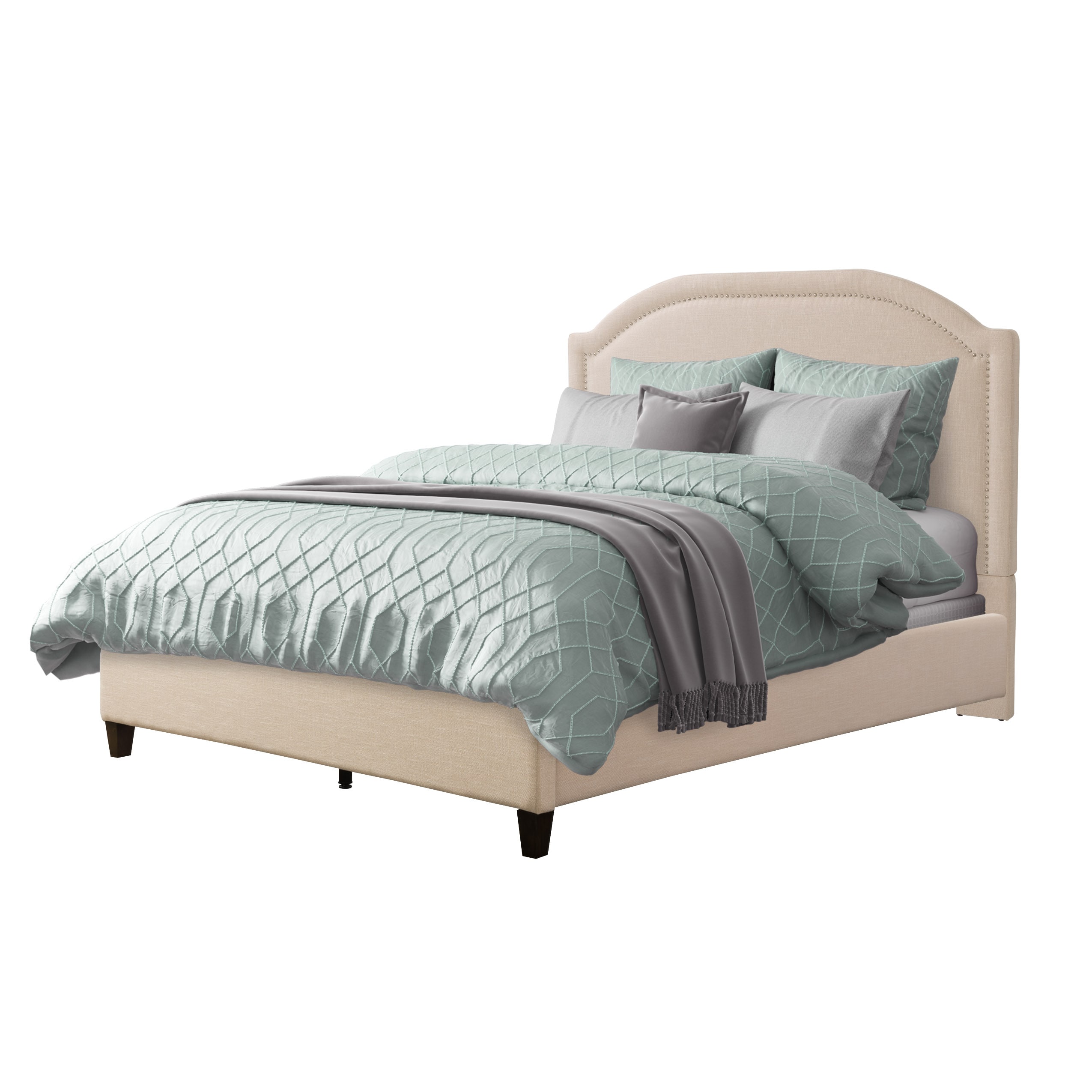 CorLiving FLR-524-K Florence Cream King Wood Upholstered Bed