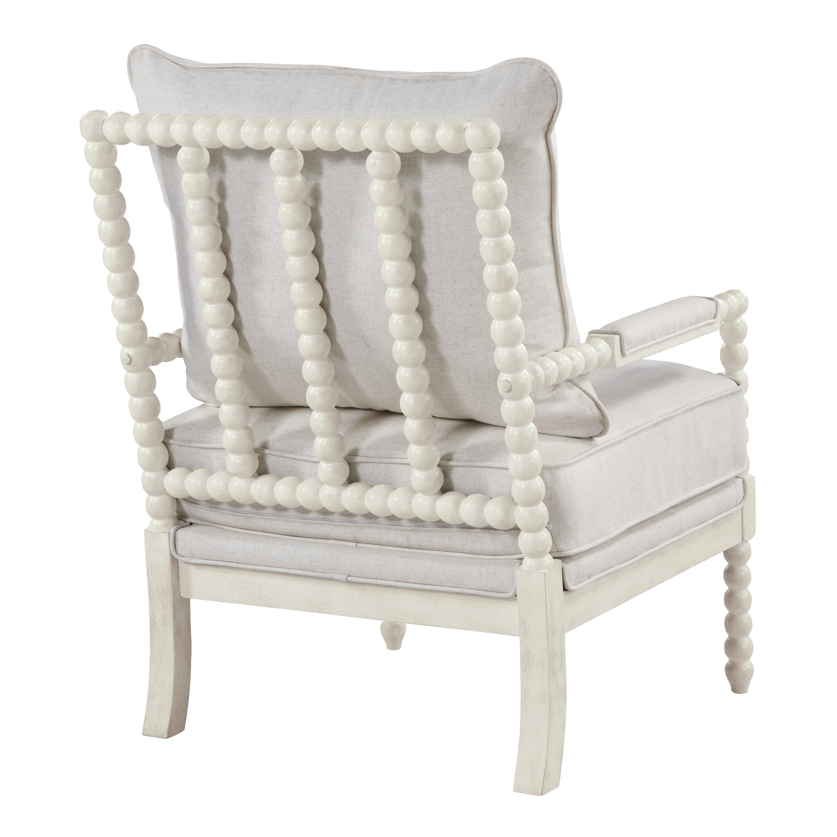 Kaylee Linen Beige Spindle Chair with White Wood Frame