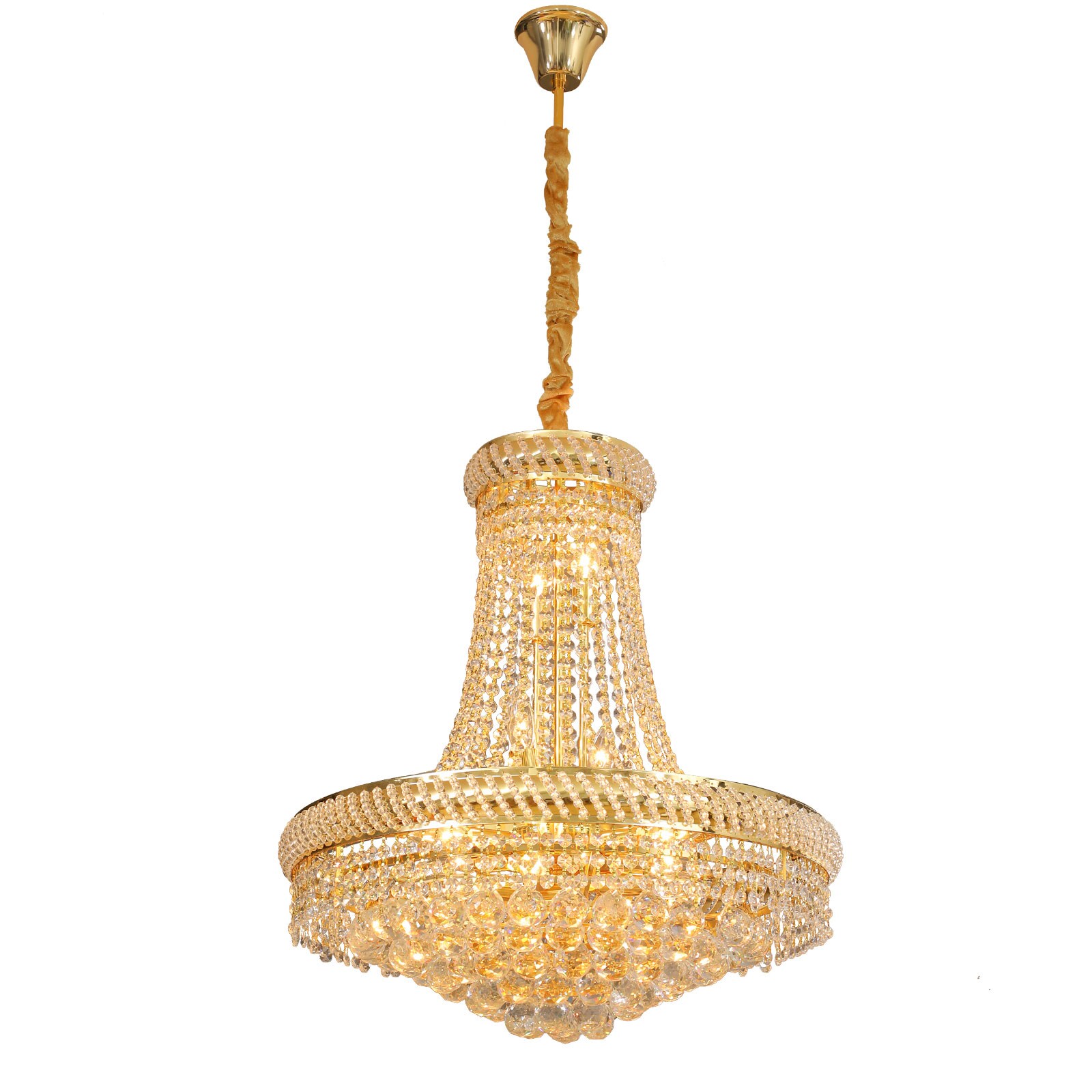 OUKANING 24 in. Gold 9-Light Luxury Raindrop Classic Empire Style