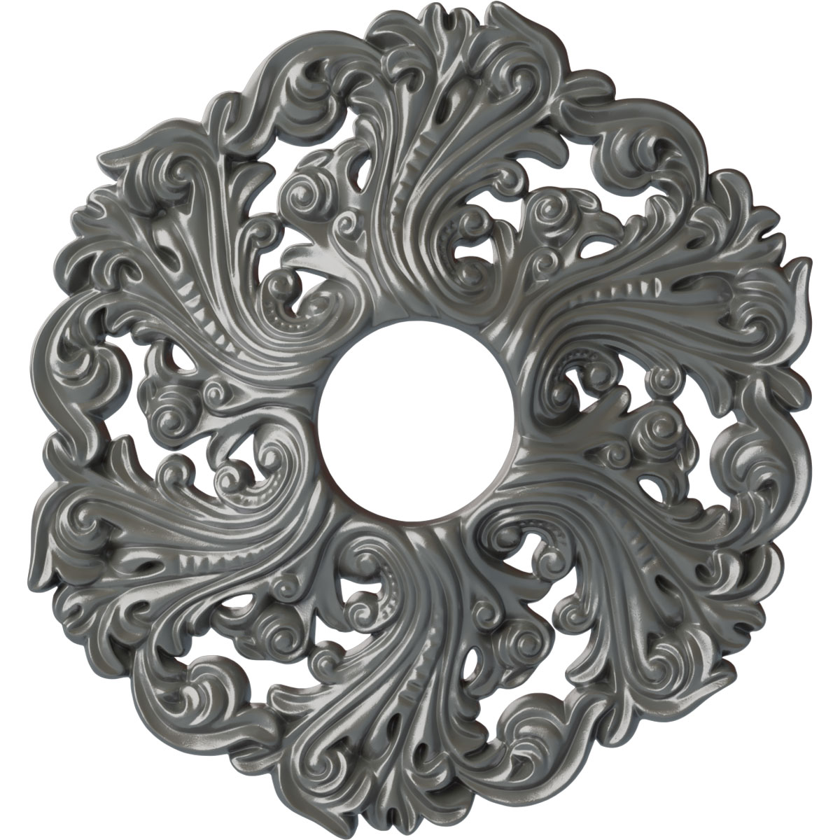 Ekena Millwork CM19ORSLS Orrington 19.625-in W x 19.625-in L Painted Silver Polyurethane Whole Ceiling Medallion