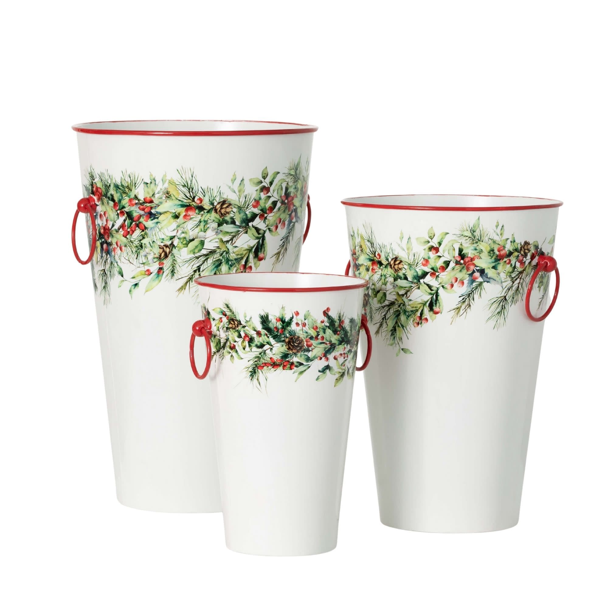 Sullivans MET2360 3 -Pack Round 13.75-in W x 18-in H x 13.75-in D White Metal Indoor Planter