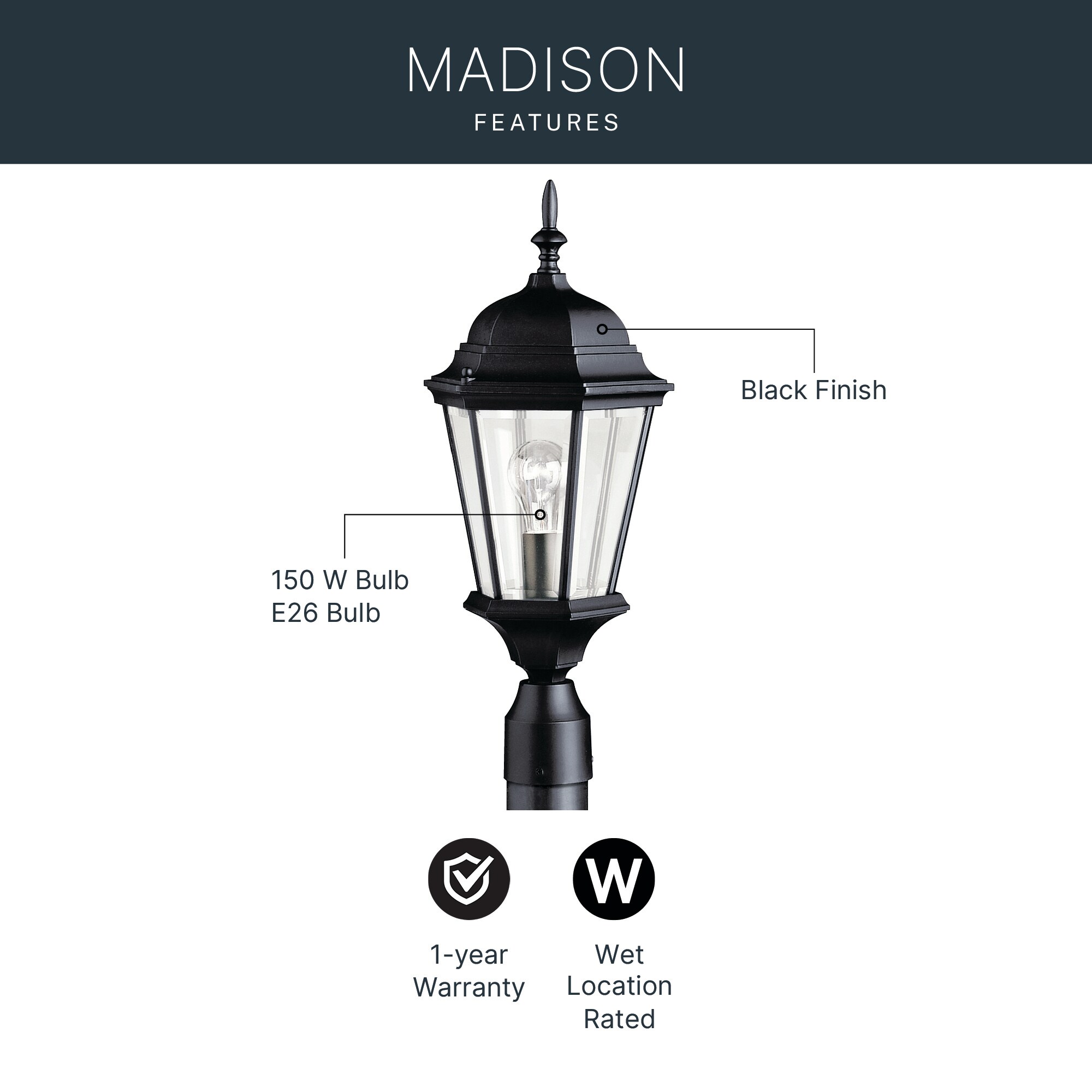 Kichler 9956BK Post-Lights - View #3