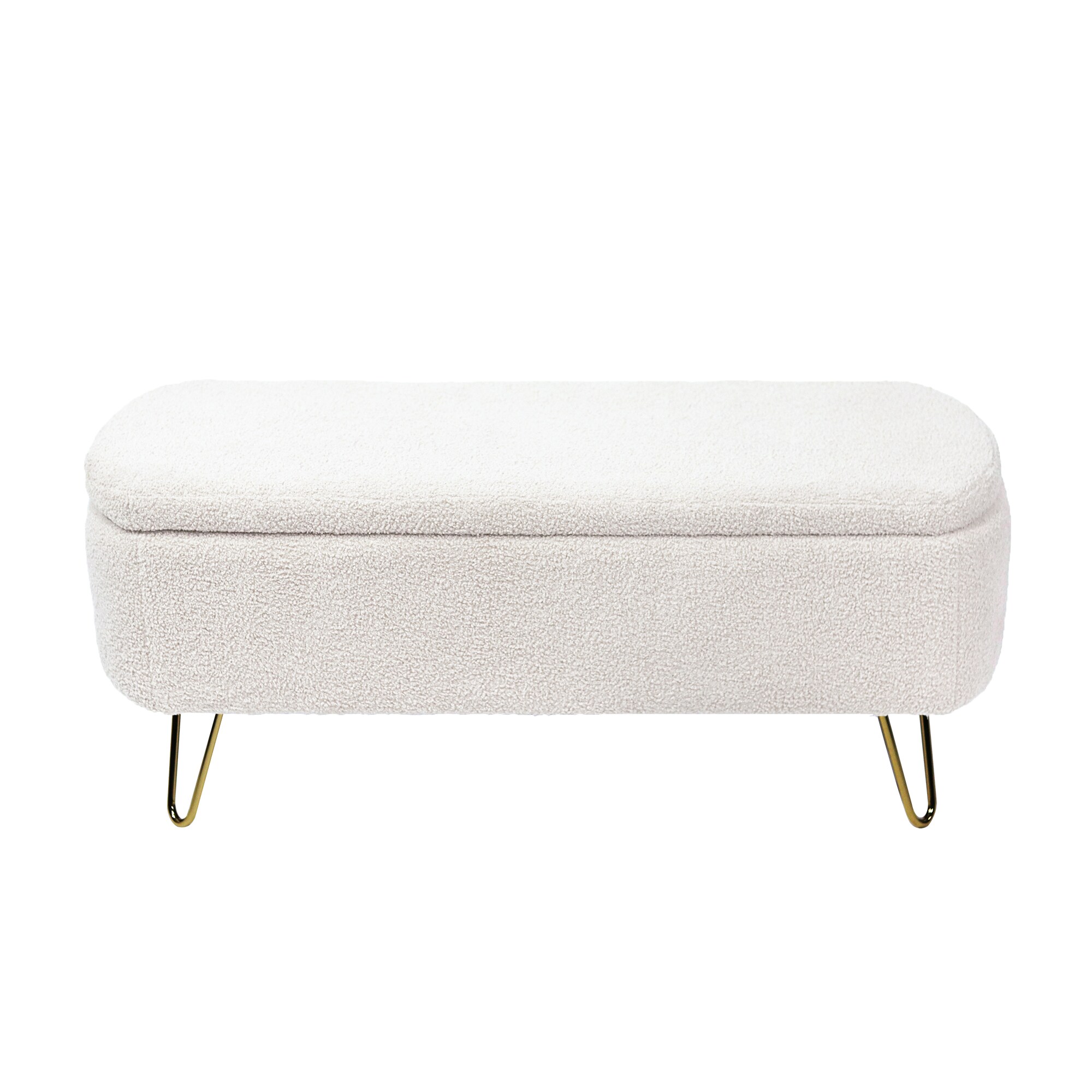 Maocao Hoom JL7082032 Modern Ivory Boucle Storage Ottoman