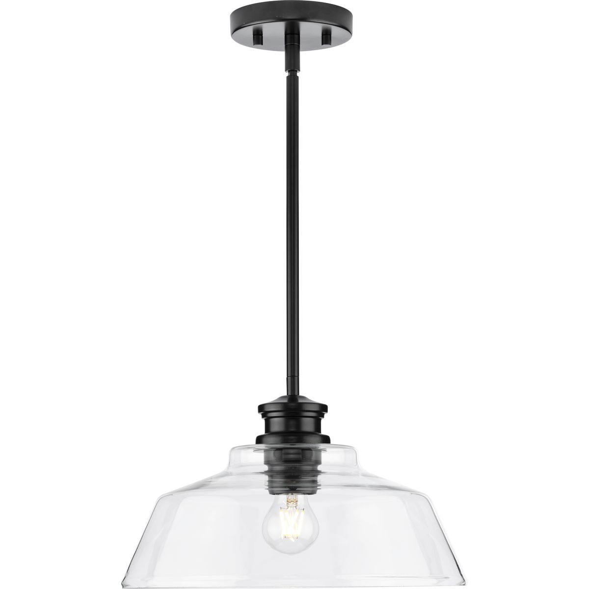 Matte Black Glass Dome Pendant Light with Nickel Accents