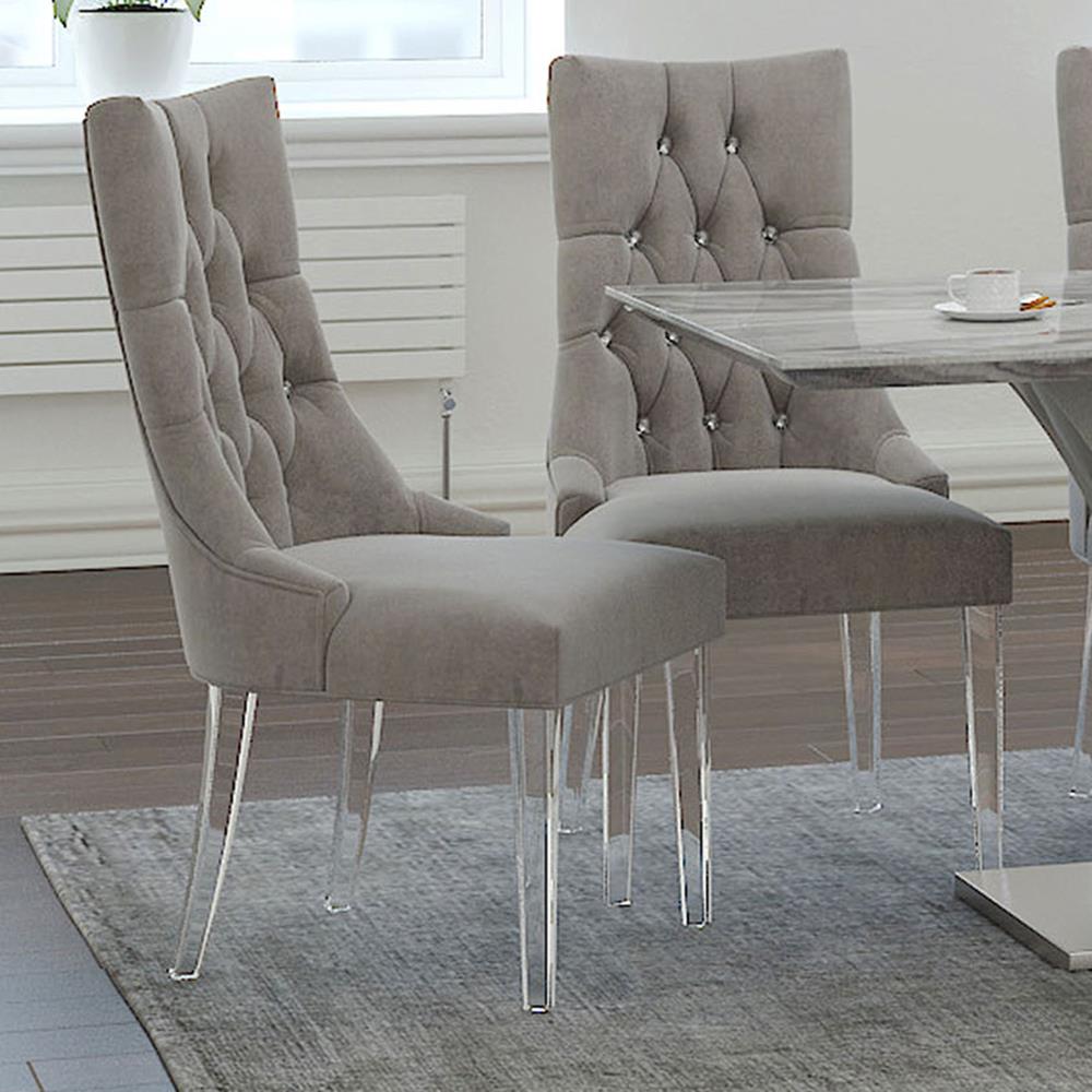 Worldwide Homefurnishings Modern Grey Velvet Contemporary Accent Chair ...