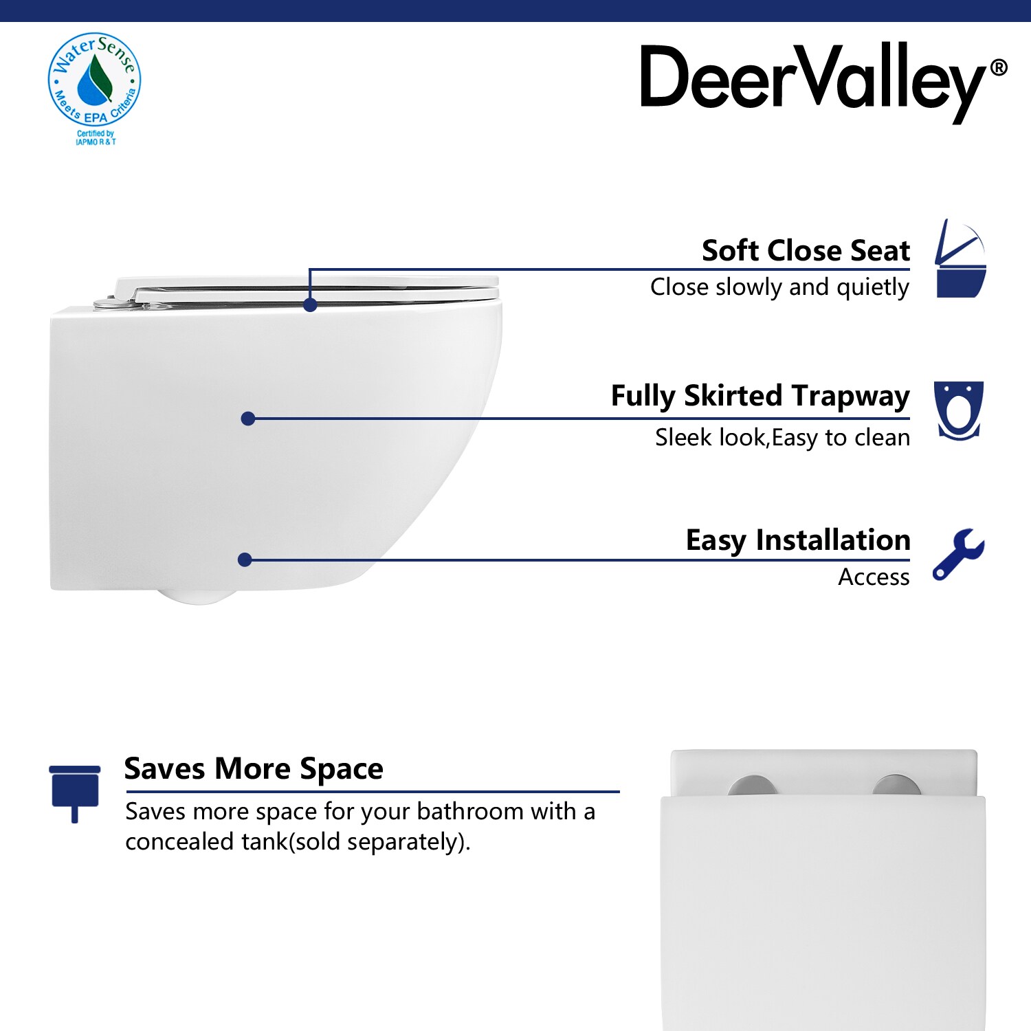 White Ceramic Elongated Wall Mounted Dual Flush Toilet