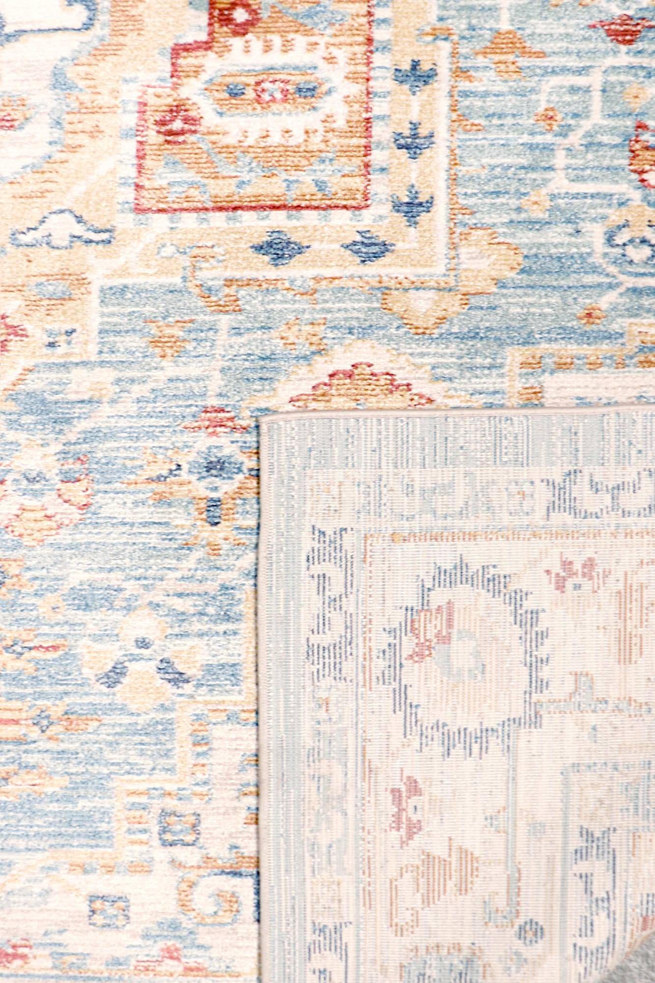 Heritage Light Blue and Ivory Rectangular Synthetic Area Rug