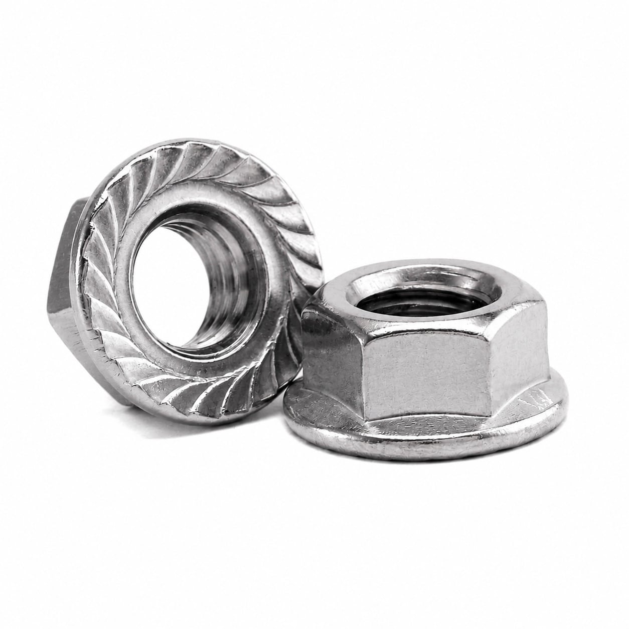 CYIKE  3 slash 8 dash 16 Serrated Flange Hex Lock Nuts 100 Pieces 304 Stainless Steel Full Thread Hex Drive Bright Finish