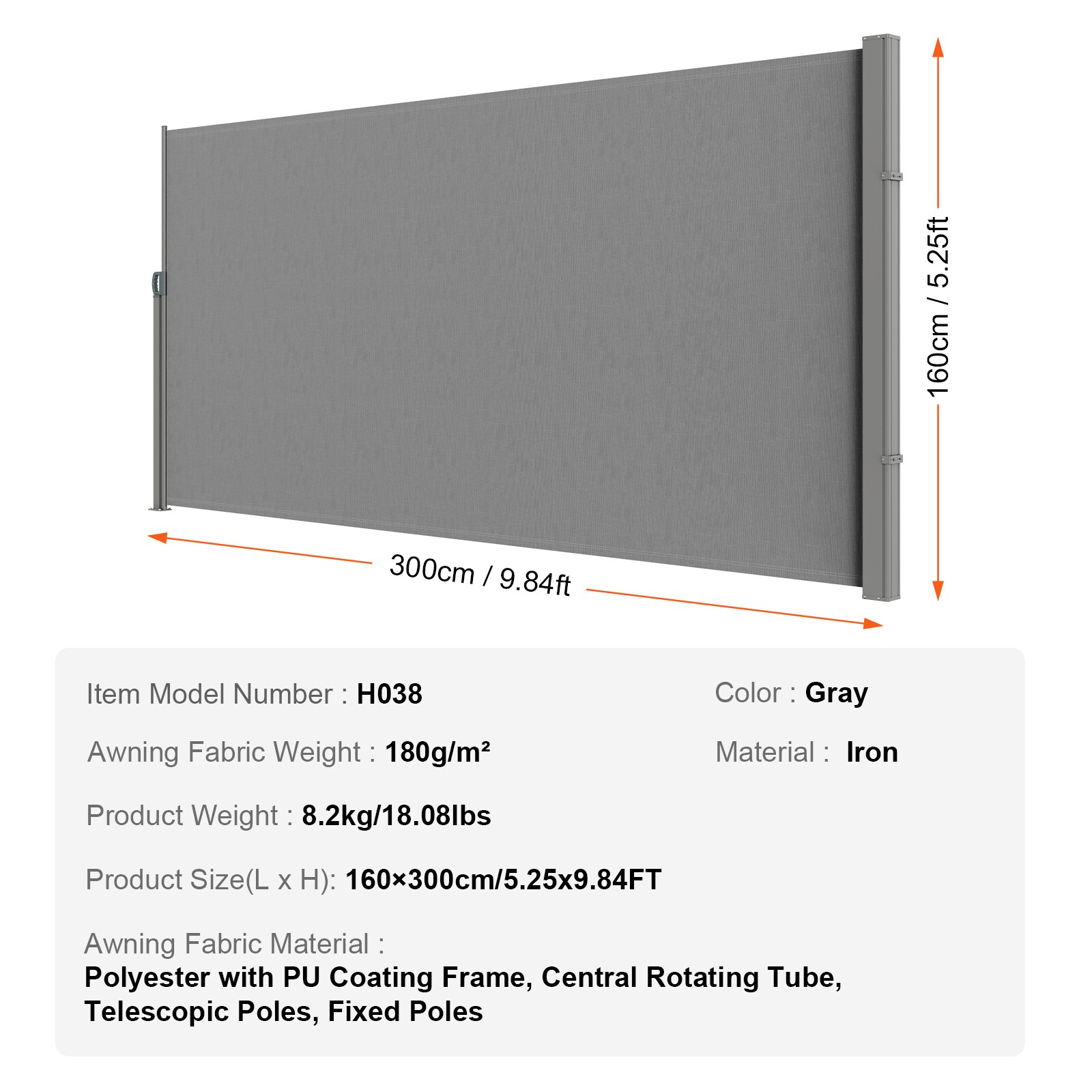 VEVOR KSSCP160X300IWJV6V0 awnings - View #3