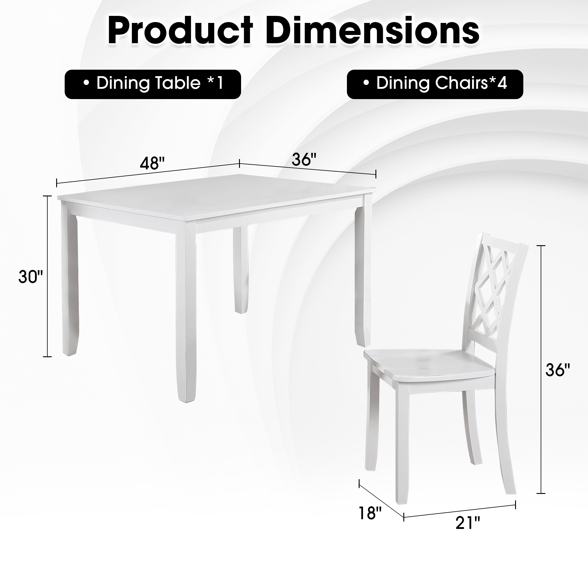 IHOMEadore MDFM3424WH-T-5PK Dining-Sets - View #4