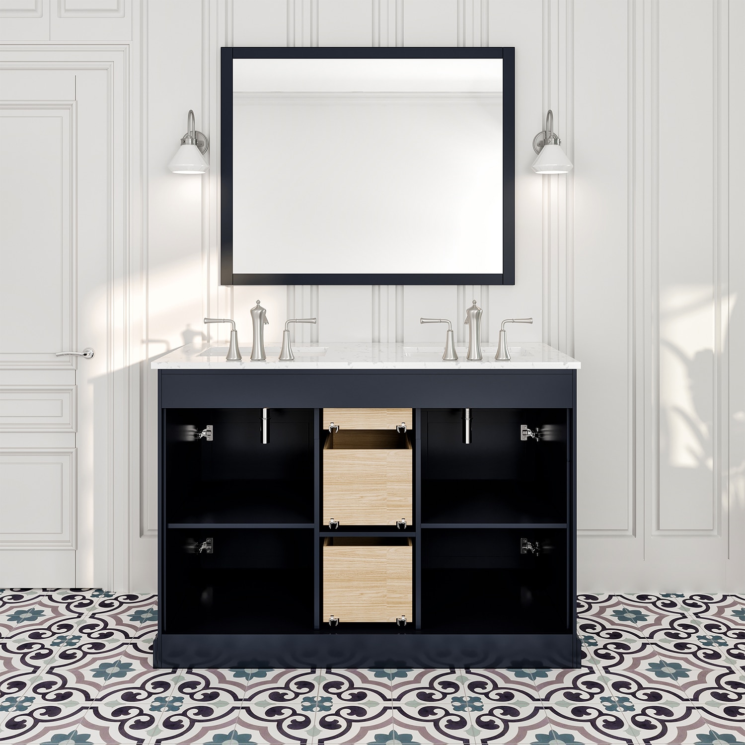 Eviva 48-in Charcoal Gray Undermount Double Sink Bathroom Vanity with ...
