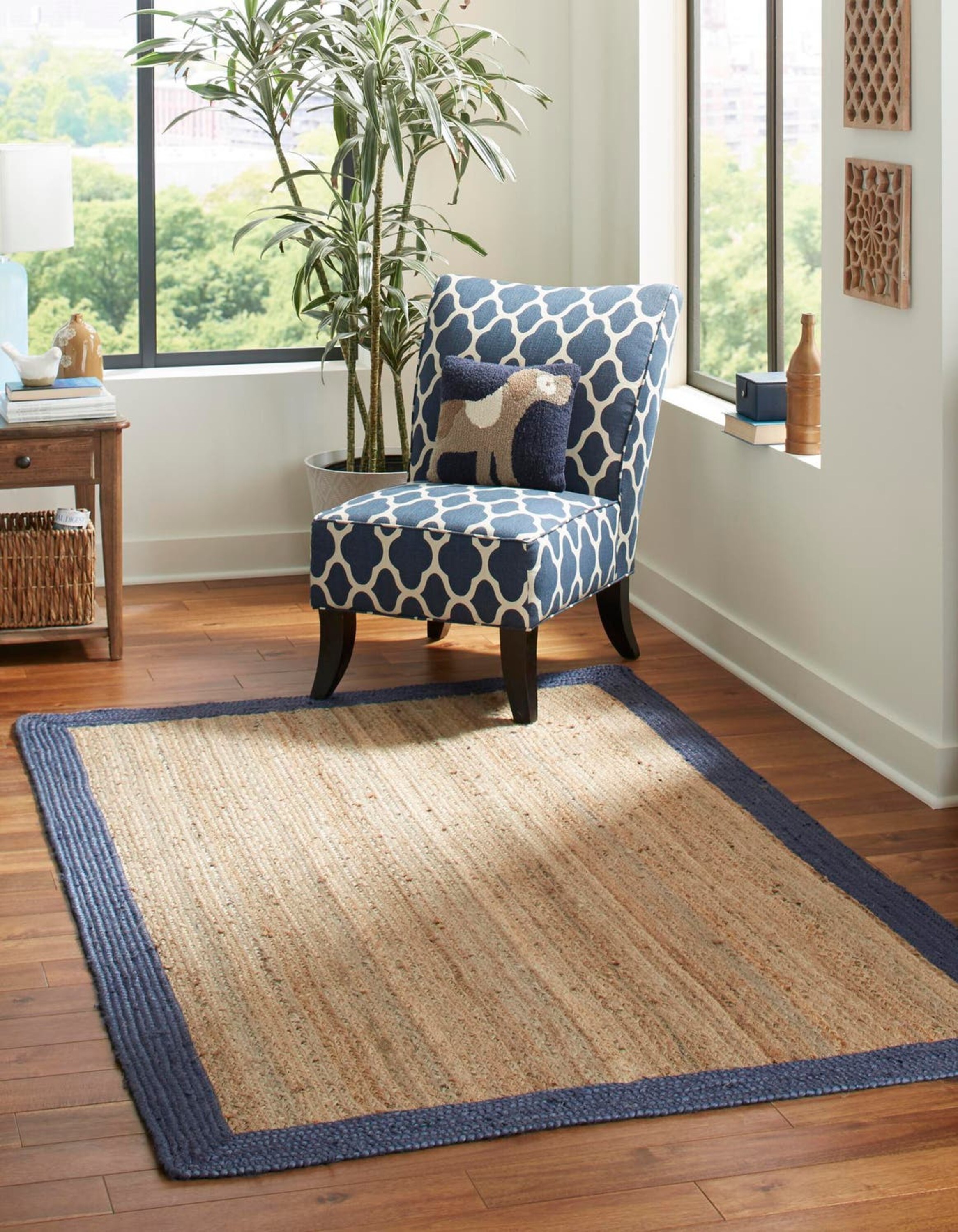 Unique Loom 3138936 Braided Jute 2 x 3 (ft) Braided Jute Natural Rectangular Indoor Border Area rug