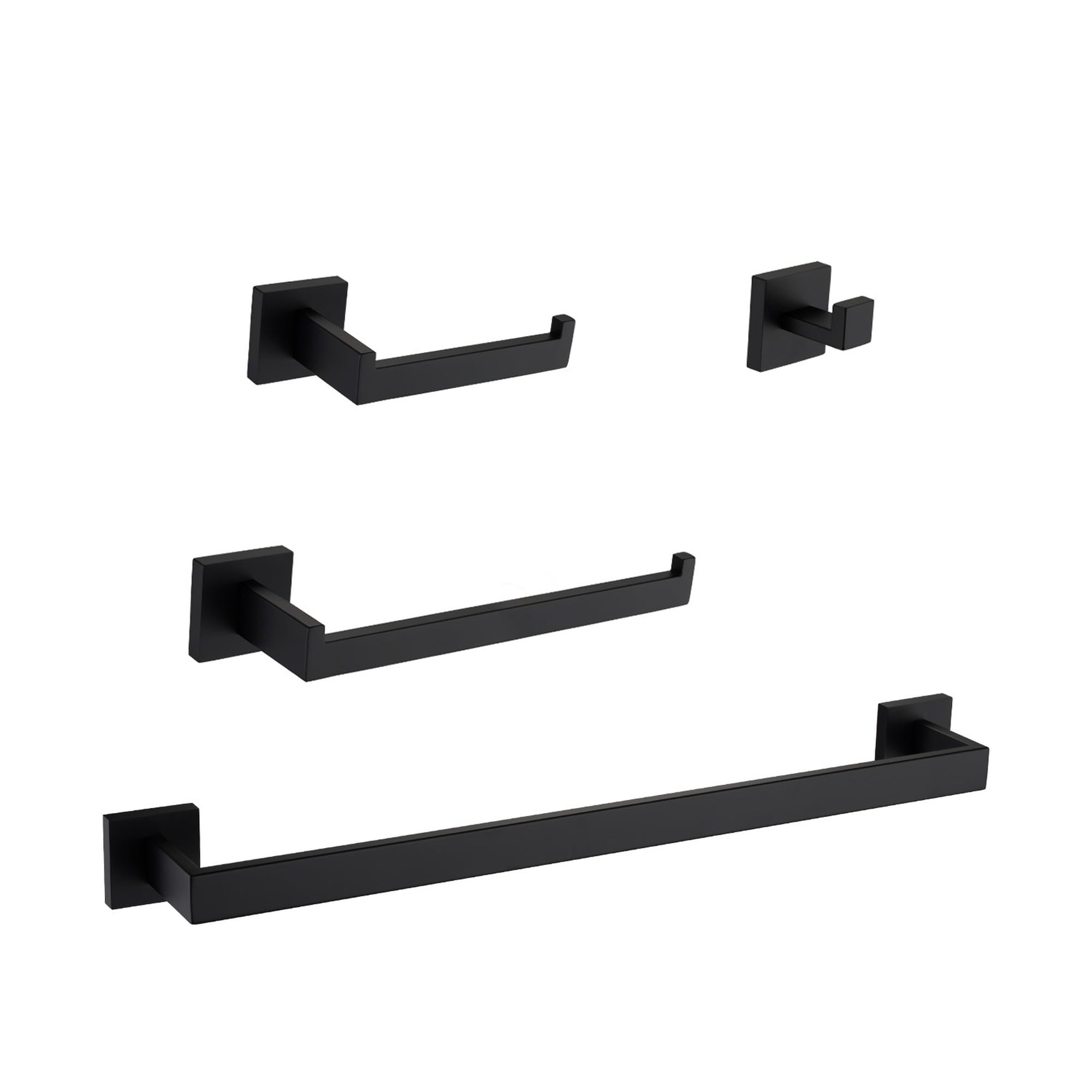 HyperDrop Cart Bathroom Hardware Set Stainless Steel Wall Mounted Towel Bar Robe Hook Toilet Paper Holder 4 Pack