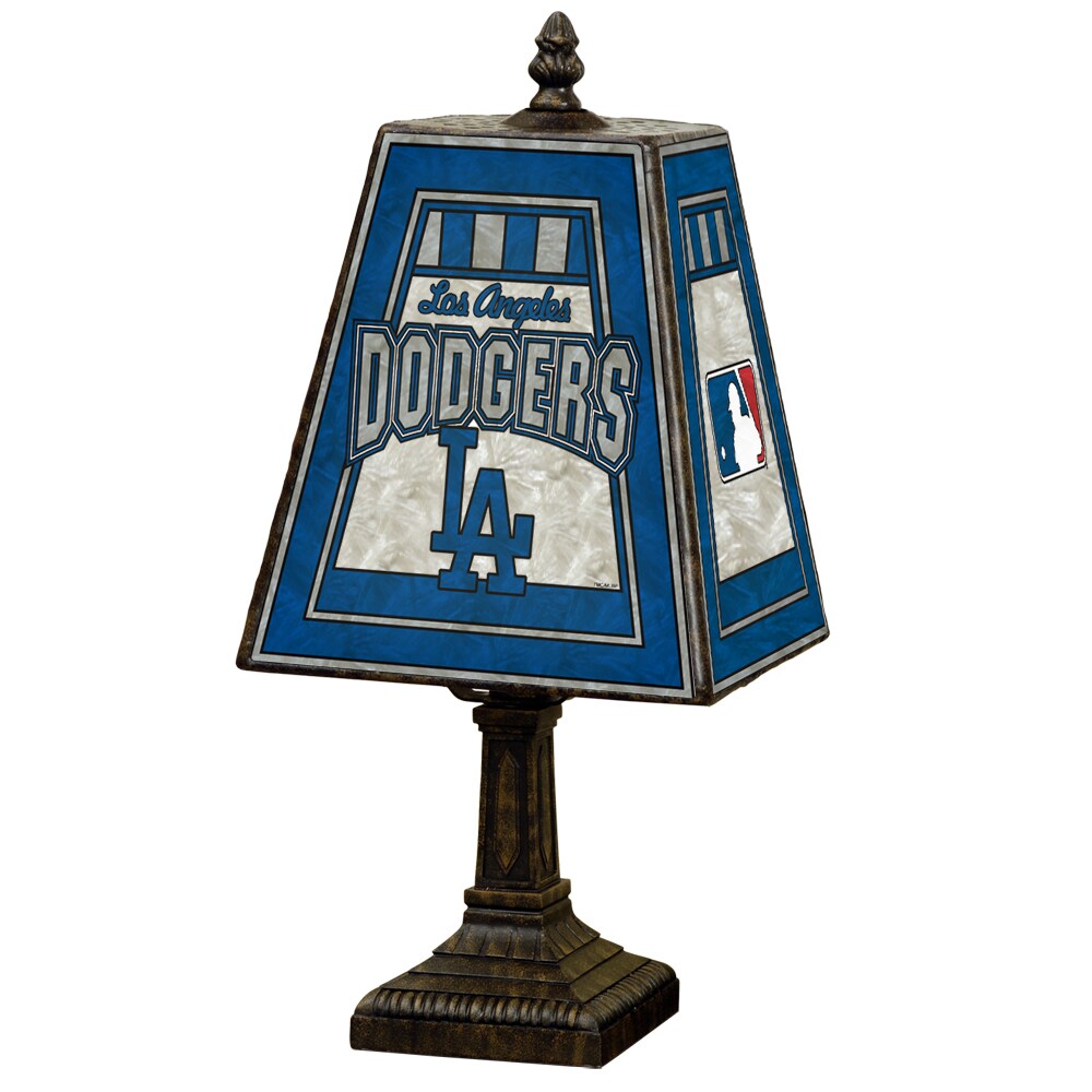The Memory Company MLB-LAD-462 Los Angeles Dodgers Art Glass 14.5-in Brass Table Lamp with Glass Shade