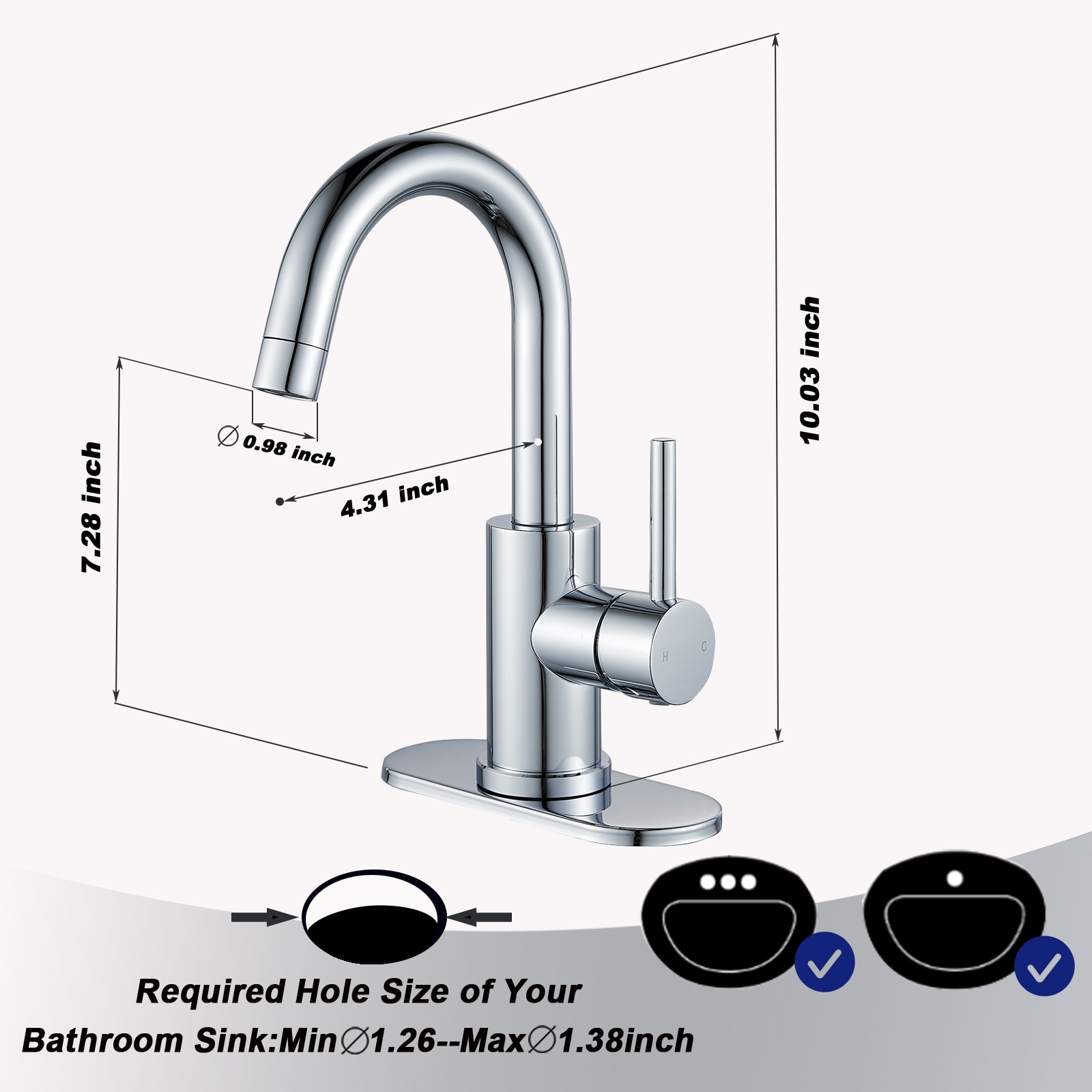 BYH SH-1003-PC Lavatory-Faucets - View #6