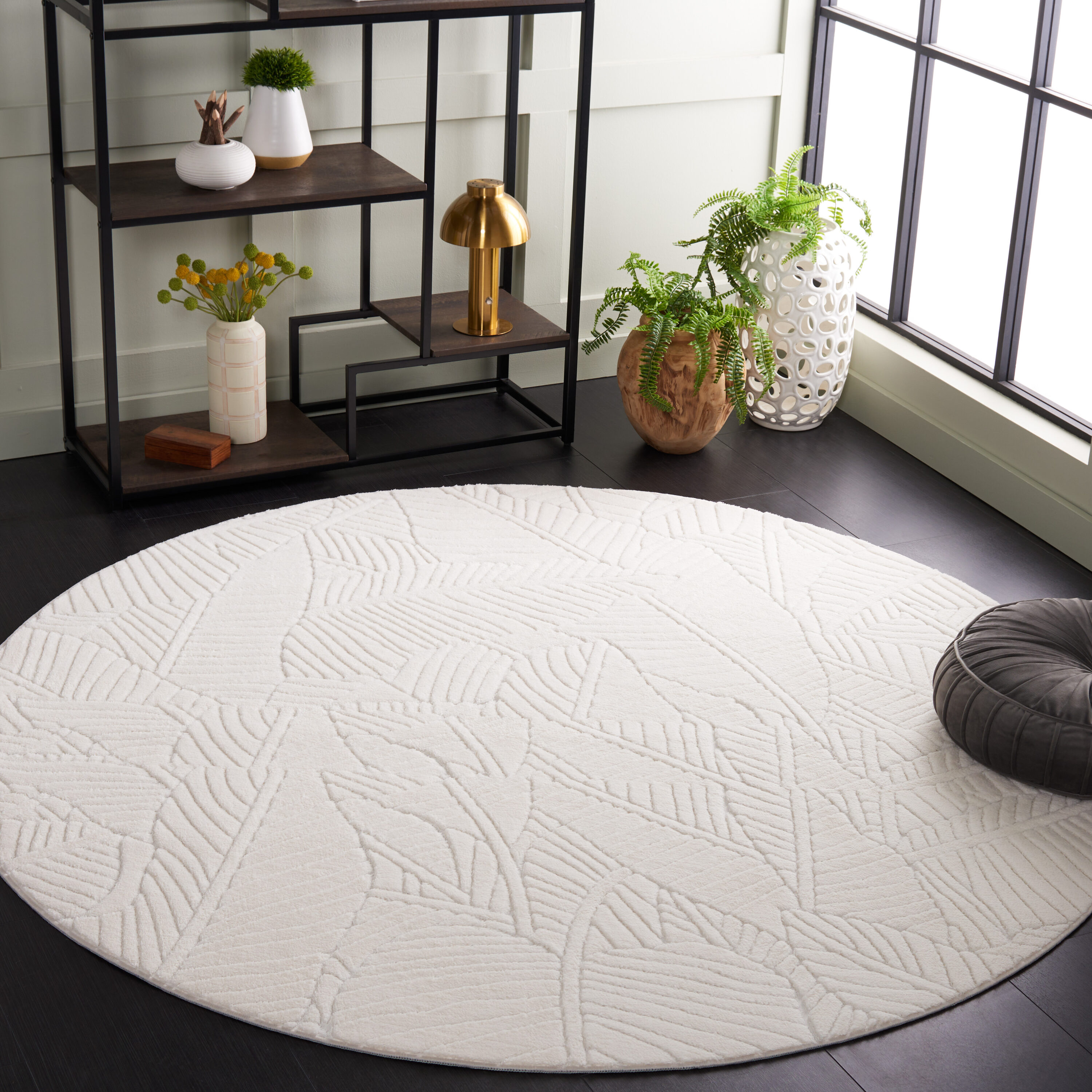 Versaillies 654A Ivory 6ft x 6ft Contemporary Rug