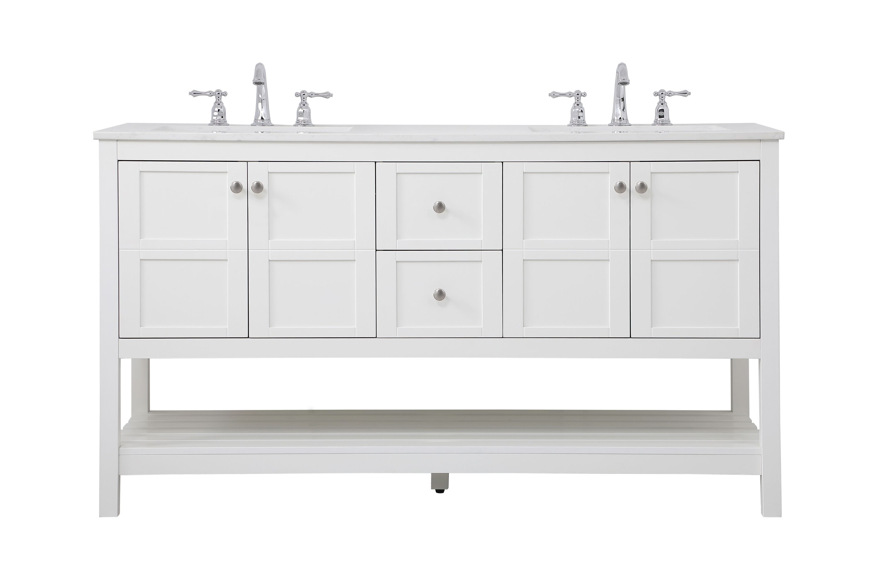 Elegant Decor FI49260DWH First Impressions 60-in White Undermount Double sink Bathroom Vanity with Calacatta White Engineered marble Top
