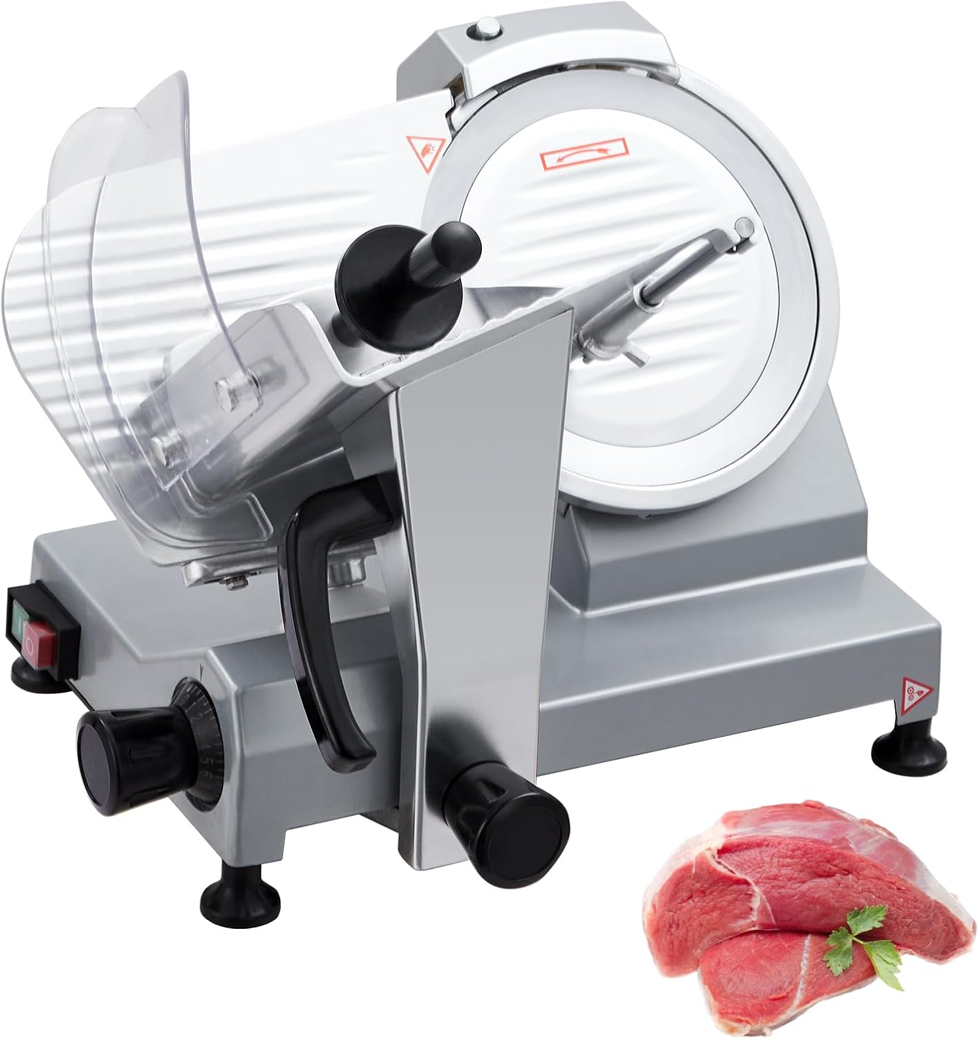 Qeetex QPJ-PHO-13VF8ZNQ Commercial 12 Inch Blade Meat Slicer 270W Electric Stainless Steel Food Slicer Adjustable Thickness 0 To 15mm Rust Proof Cast Aluminum Body Easy Clean For Restaurant Deli Home Use