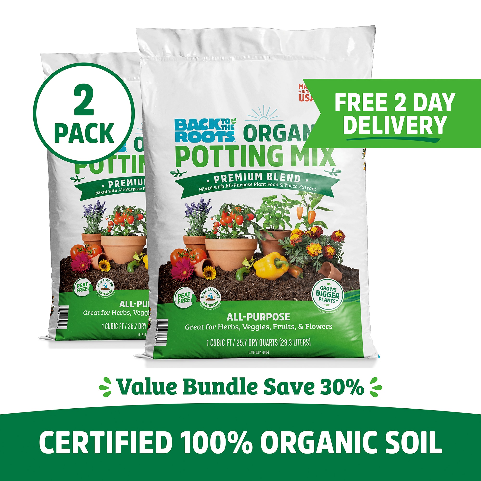 Back to the Roots 47069-DS 2 Cubic feet All-purpose Organic Potting soil mix