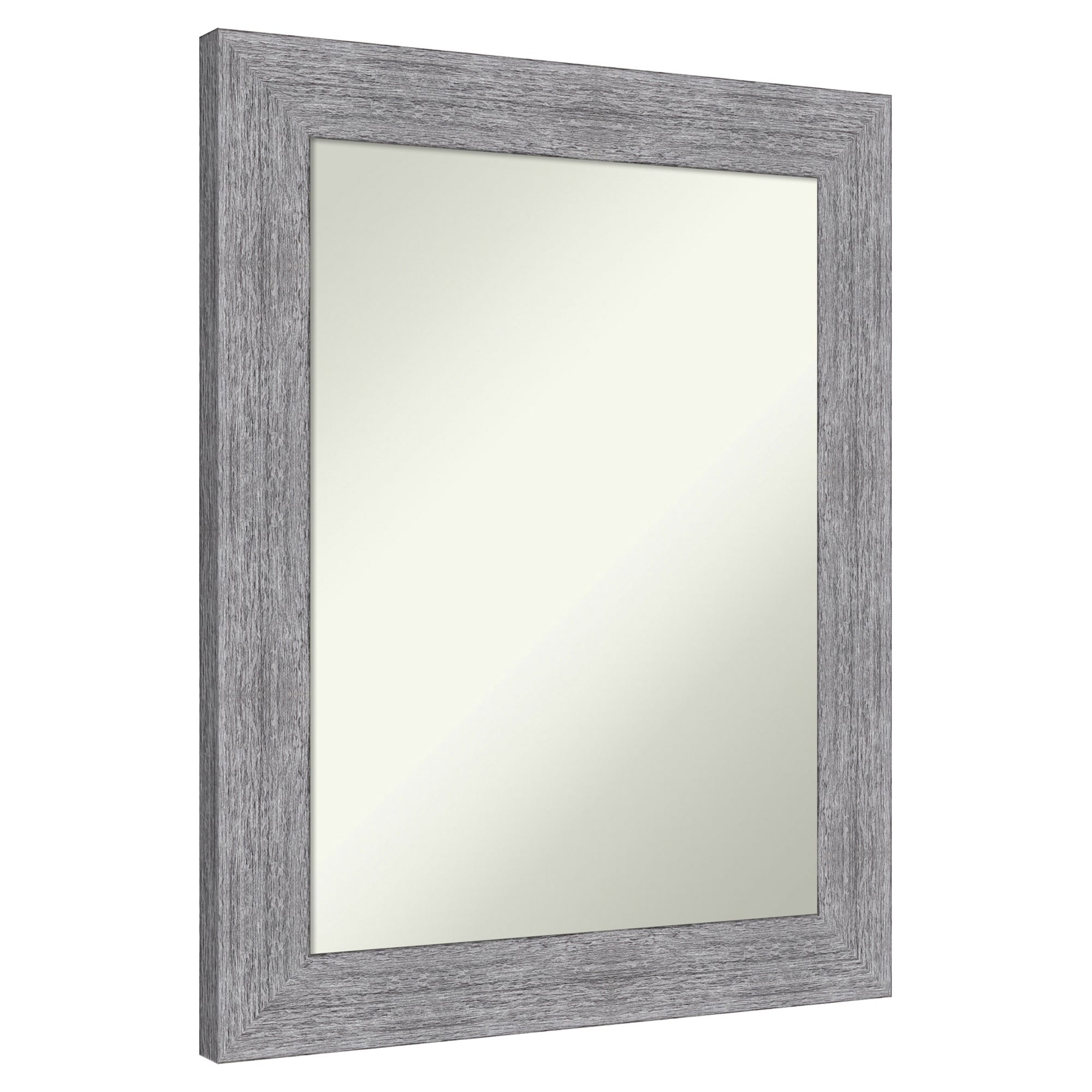 Amanti Art  Non-Beveled Mirror Bark Rustic Grey Framed Wood Bathroom Wall Mirror 29.25 x 23.25 in.
