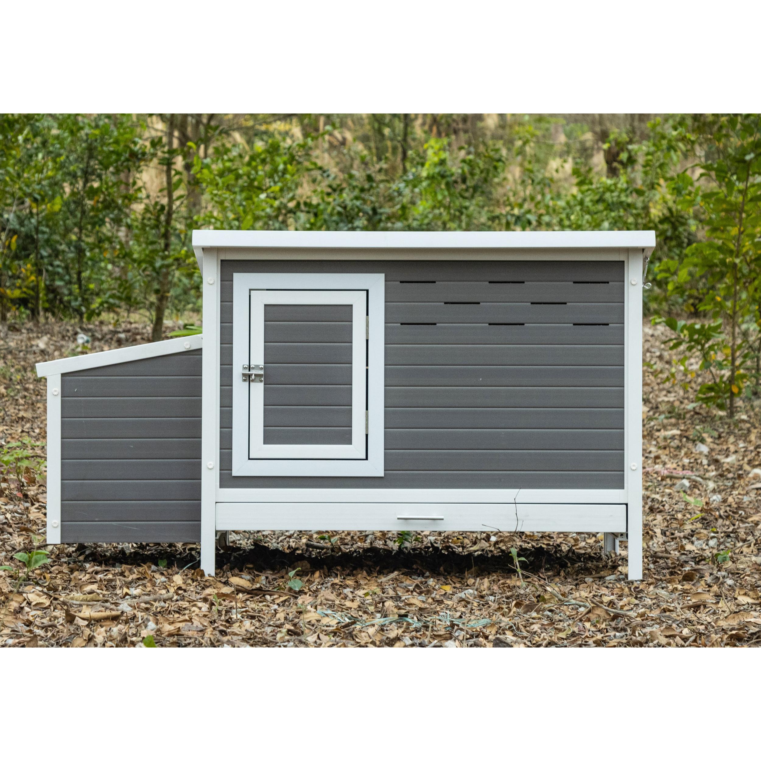 Gray and White ECOFLEX Outdoor Chicken Coop with Removable Tray