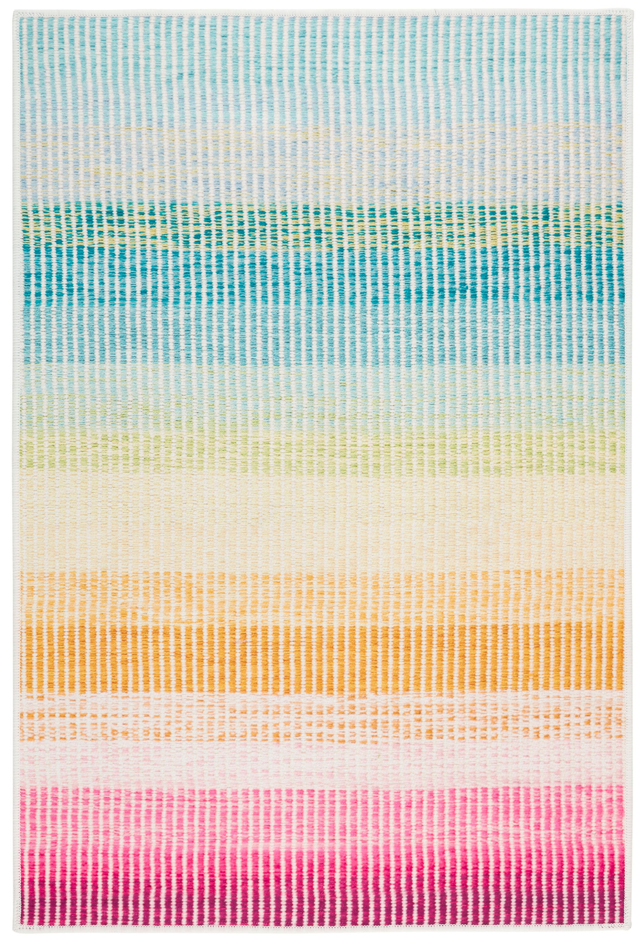 DASH & ALBERT DA2058-46 4 x 6 (ft) Polyester Multi Rectangular Indoor Stripe Bohemian/Eclectic Machine washable Area rug