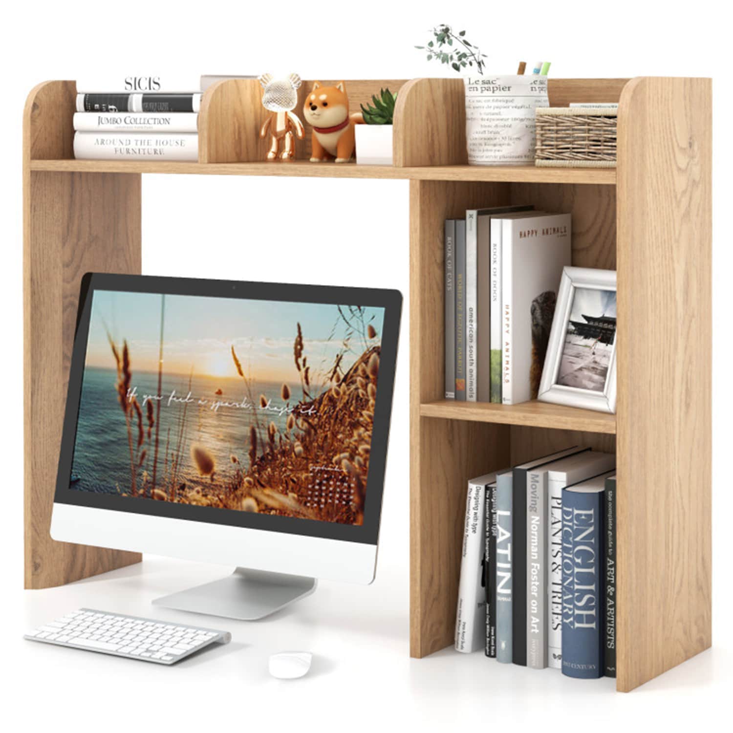 Mondawe MO-CB10471NA Brown Wood 3 -Shelf Bookcase ( 37-Inches W x 29-Inches H x 10-Inches D ) Finished