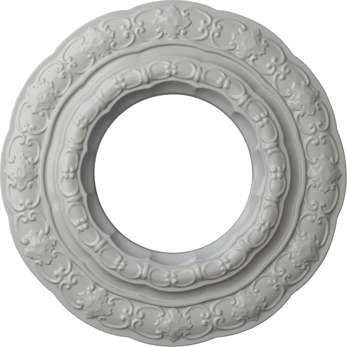 Ekena Millwork CM15LIFRF Lisbon 15.375-in W x 15.375-in L Painted Frost Polyurethane Whole Ceiling Medallion