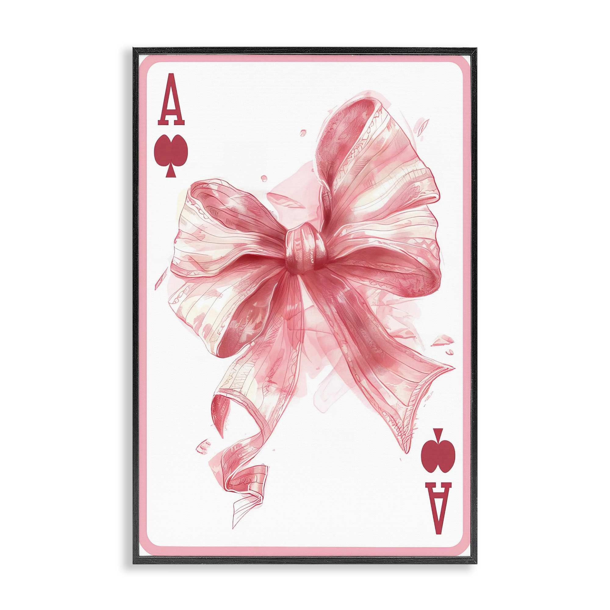 Stupell Industries BT-675-FR-12X18 Pastel Bow Playing Card Black Framed Giclee Art By LSR Design Studio 12 x 18