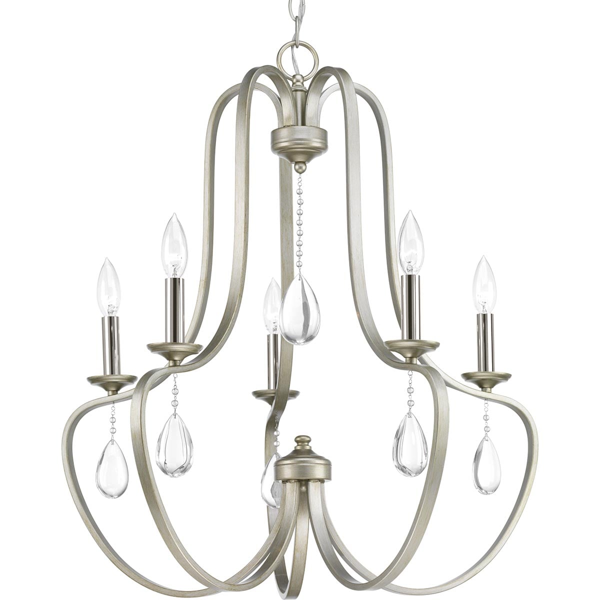 Progress Lighting P400087-134 Anjoux 5 -Light Gray Transitional For Use in Bedrooms, Dining Rooms, Foyers, Kitchens, Living Rooms Chandelier