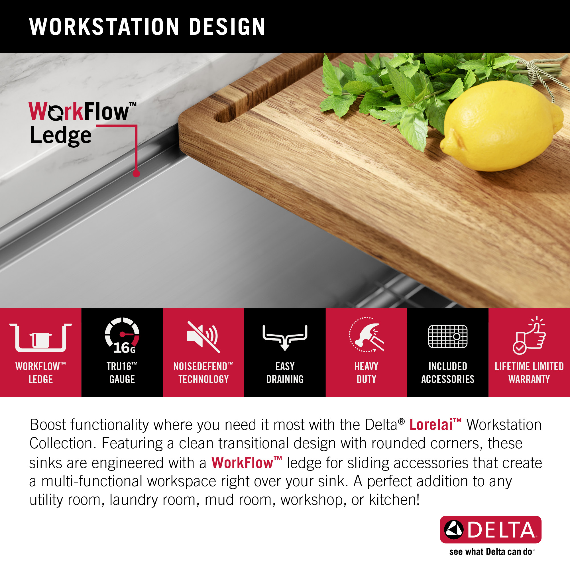 24" Stainless Steel Undermount Single Bowl Workstation Sink